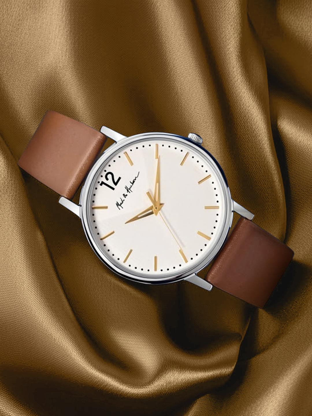 Buy Mast & Harbour Unisex Brass Dial & Leather Straps Analogue Watch -  - Accessories for Unisex