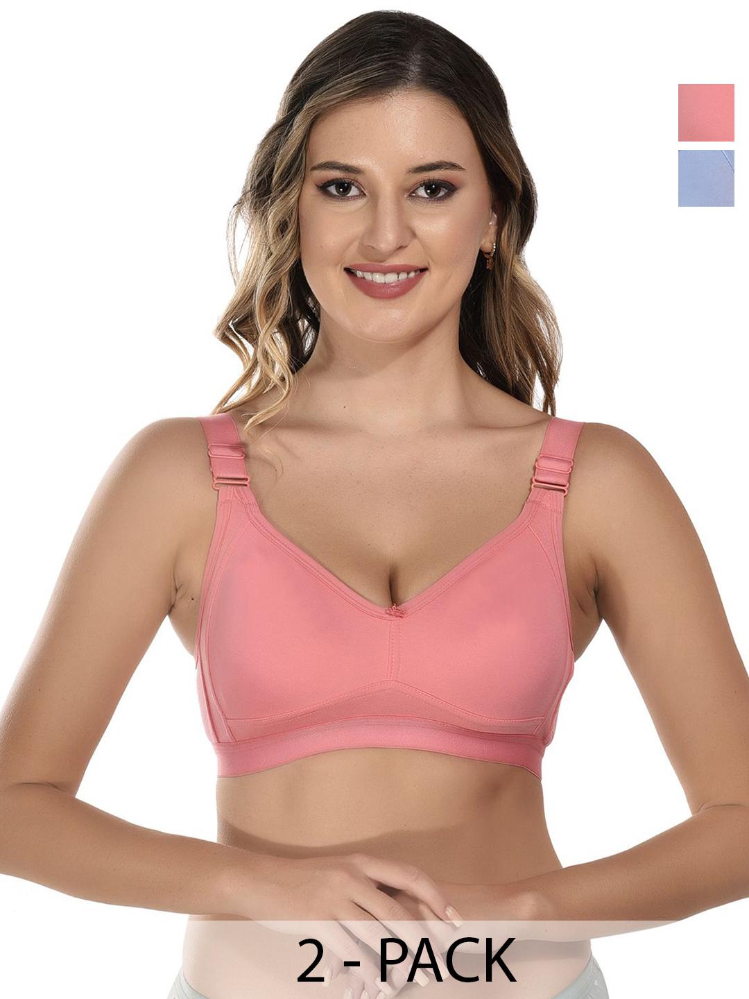 Buy Viral Girl Women Pack Of 2 Full Coverage Non Padded Non Wired Cotton Minimizer Bra - - Apparel for Women