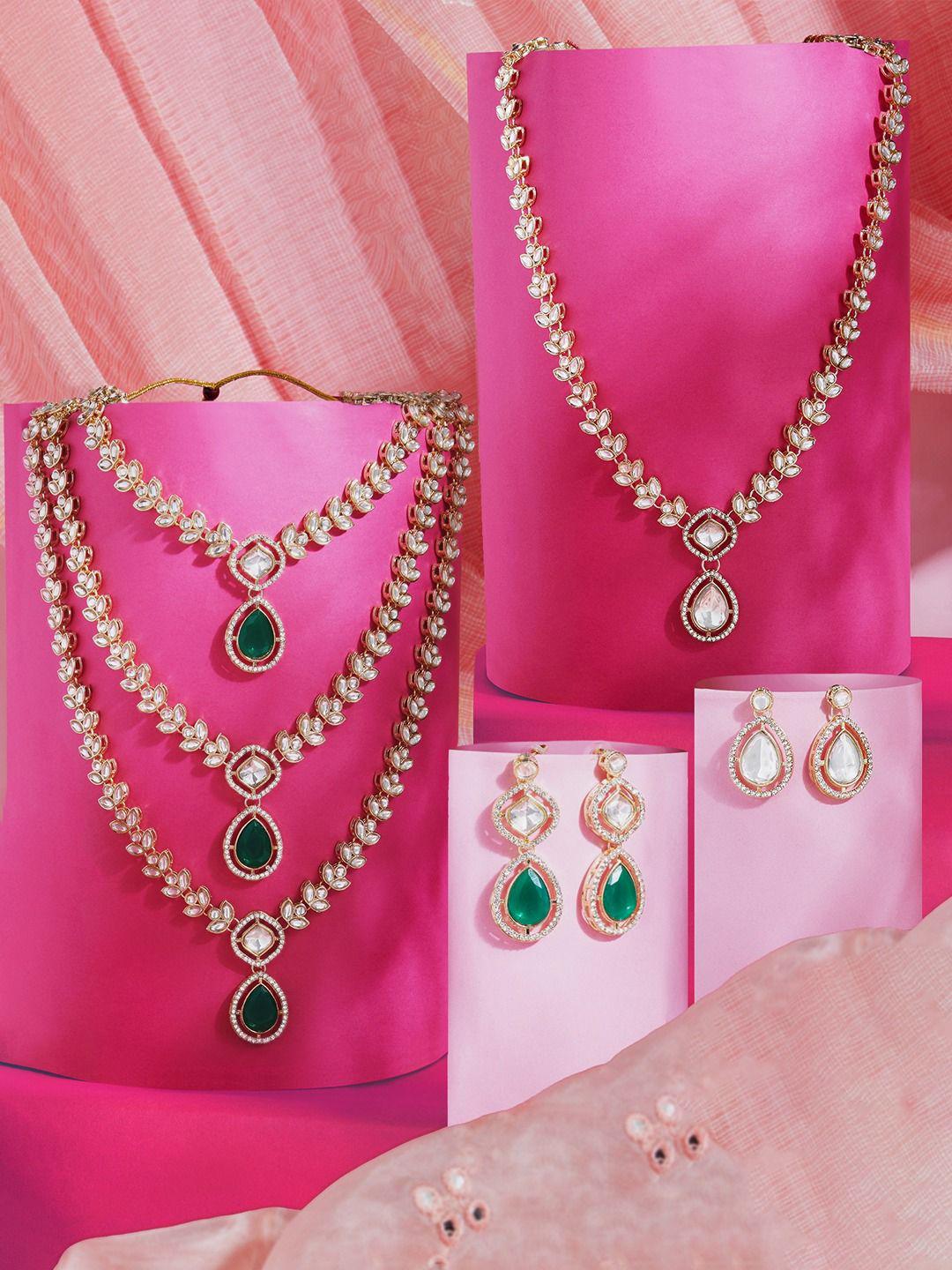 Buy AMI Set Of 2 Gold Plated Austrian Diamonds Stone Studded Jewellery Set - - Accessories for Women