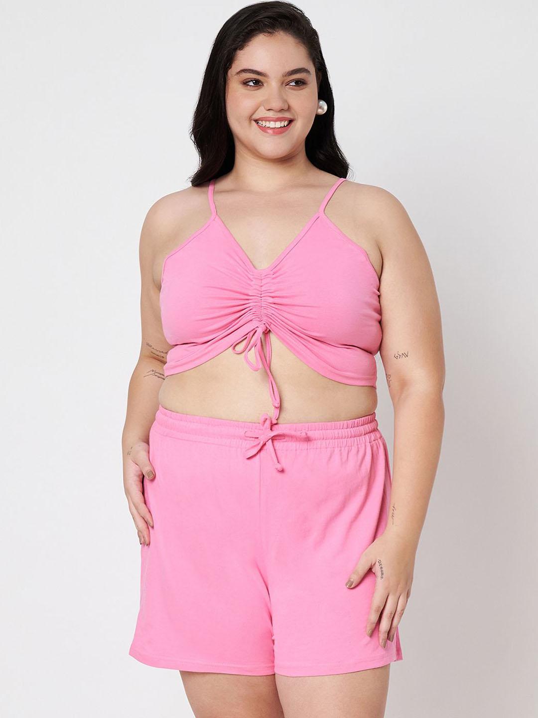 Buy BRINNS Shoulder Straps Neck Plus Size Bralette Top With Shorts Co Ords -  - Apparel for Women