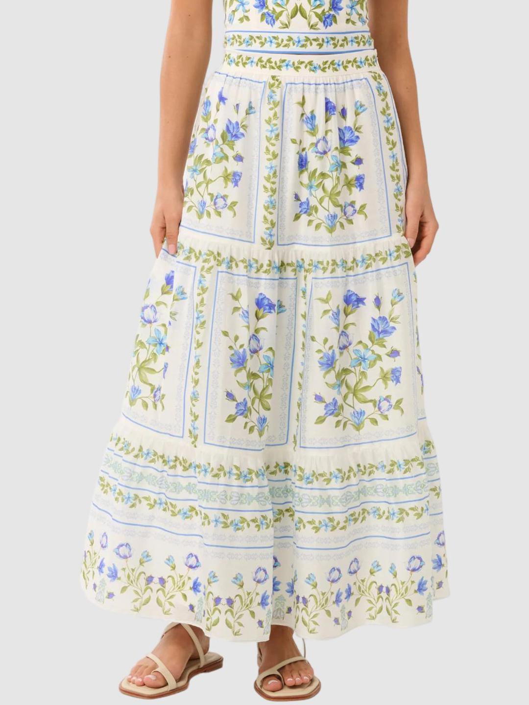 Printed Tiered Maxi Skirt main image 1