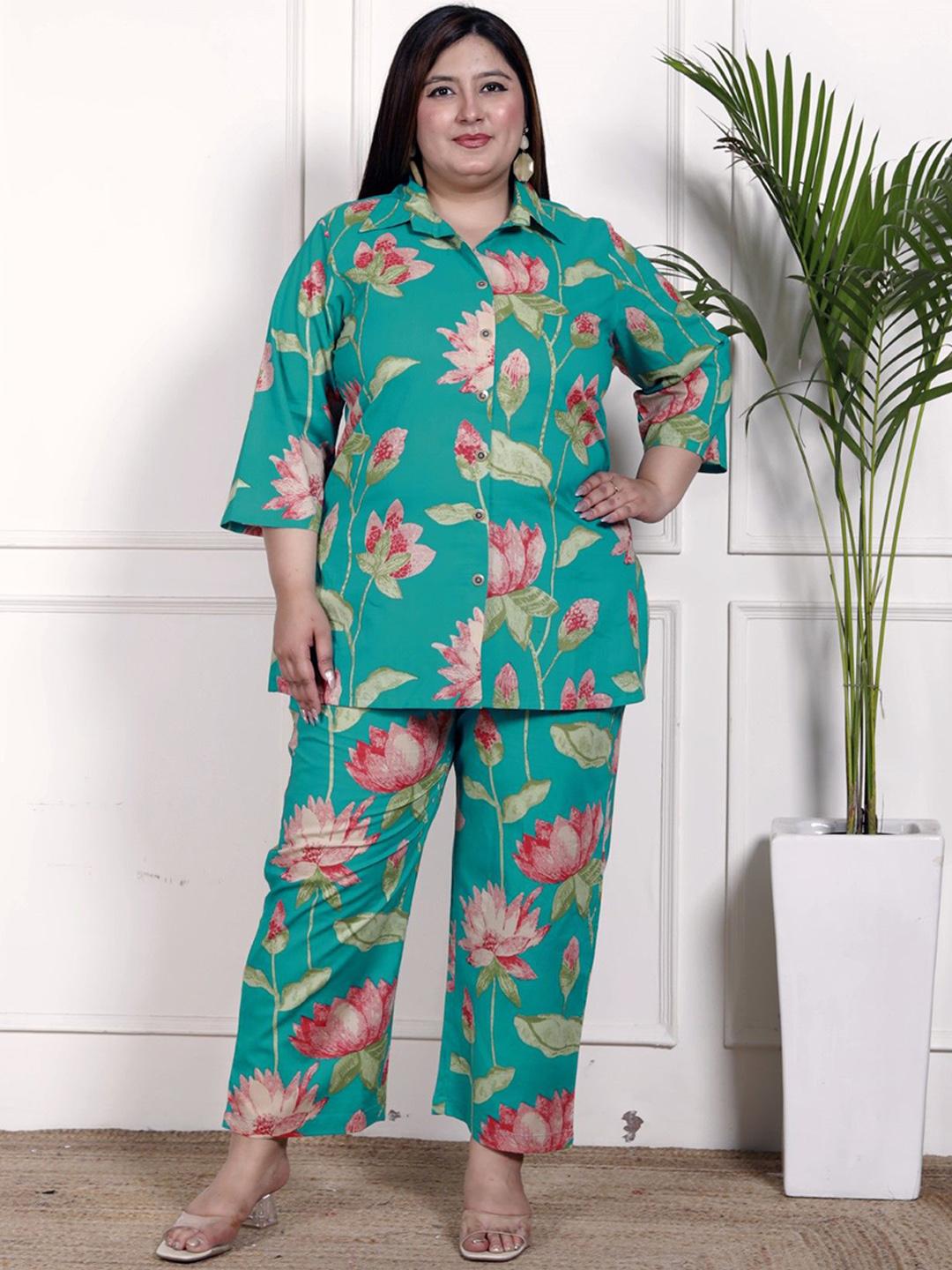 Buy Swasti Floral Printed Pure Cotton Shirt With Trouser -  - Apparel for Women