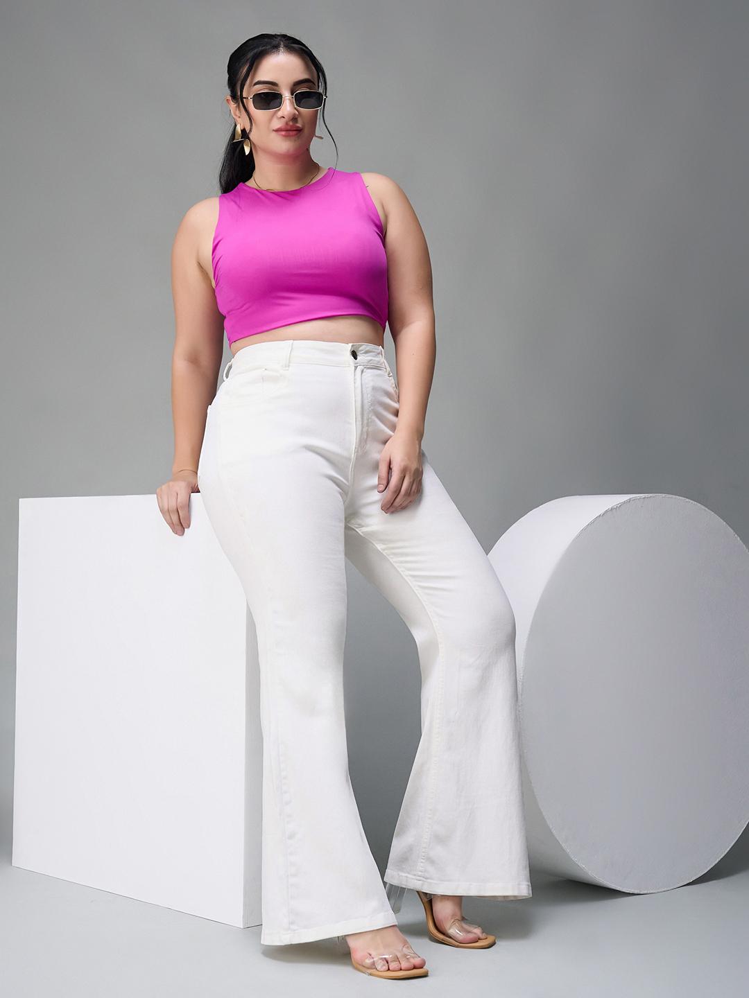 Miss Chase A+ Women Plus Size Bootcut High-Rise Light Fade Stretchable Jeans