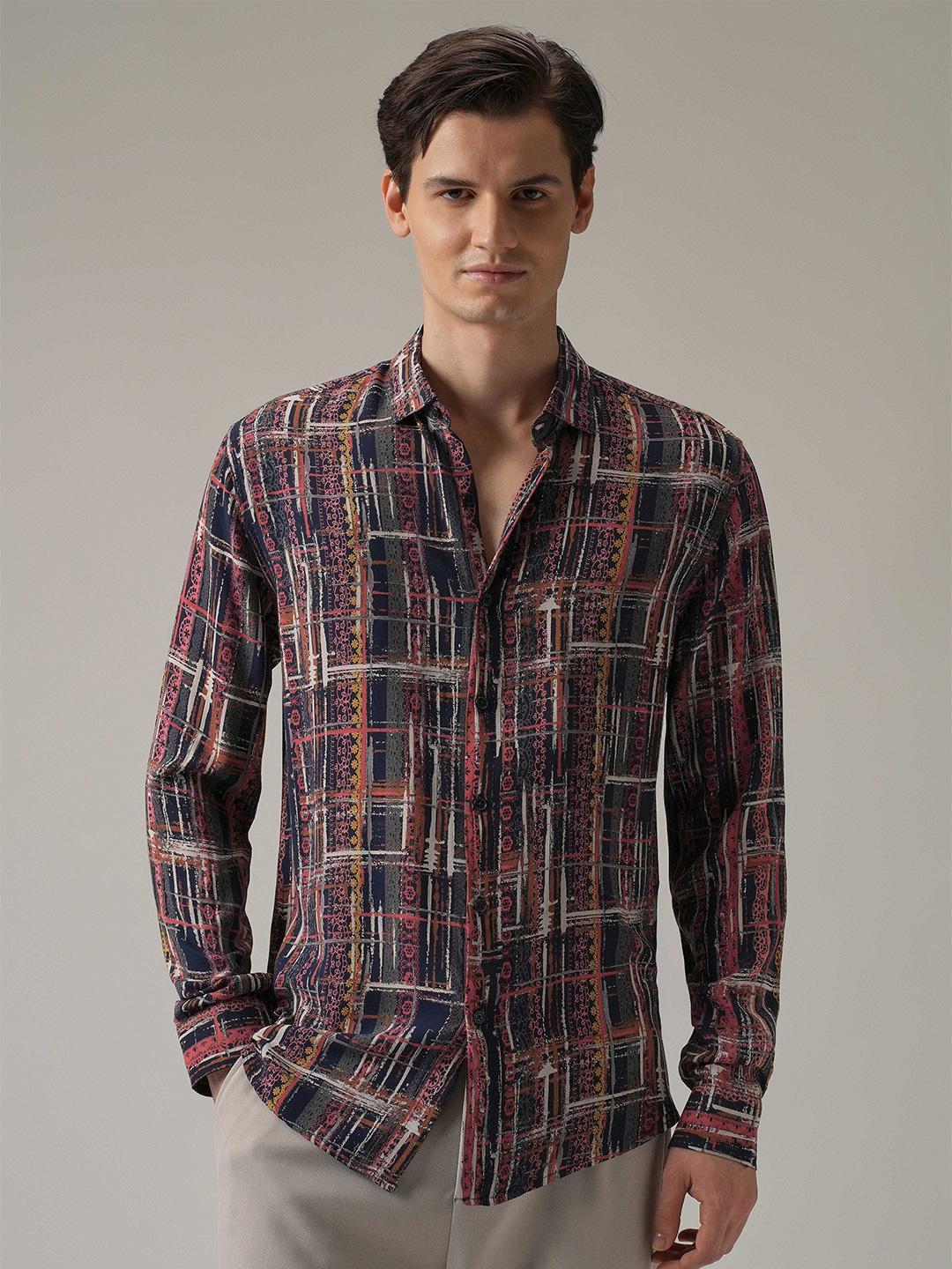 Banana Club Men Abstract Printed Classic Slim Fit Opaque Casual Shirt