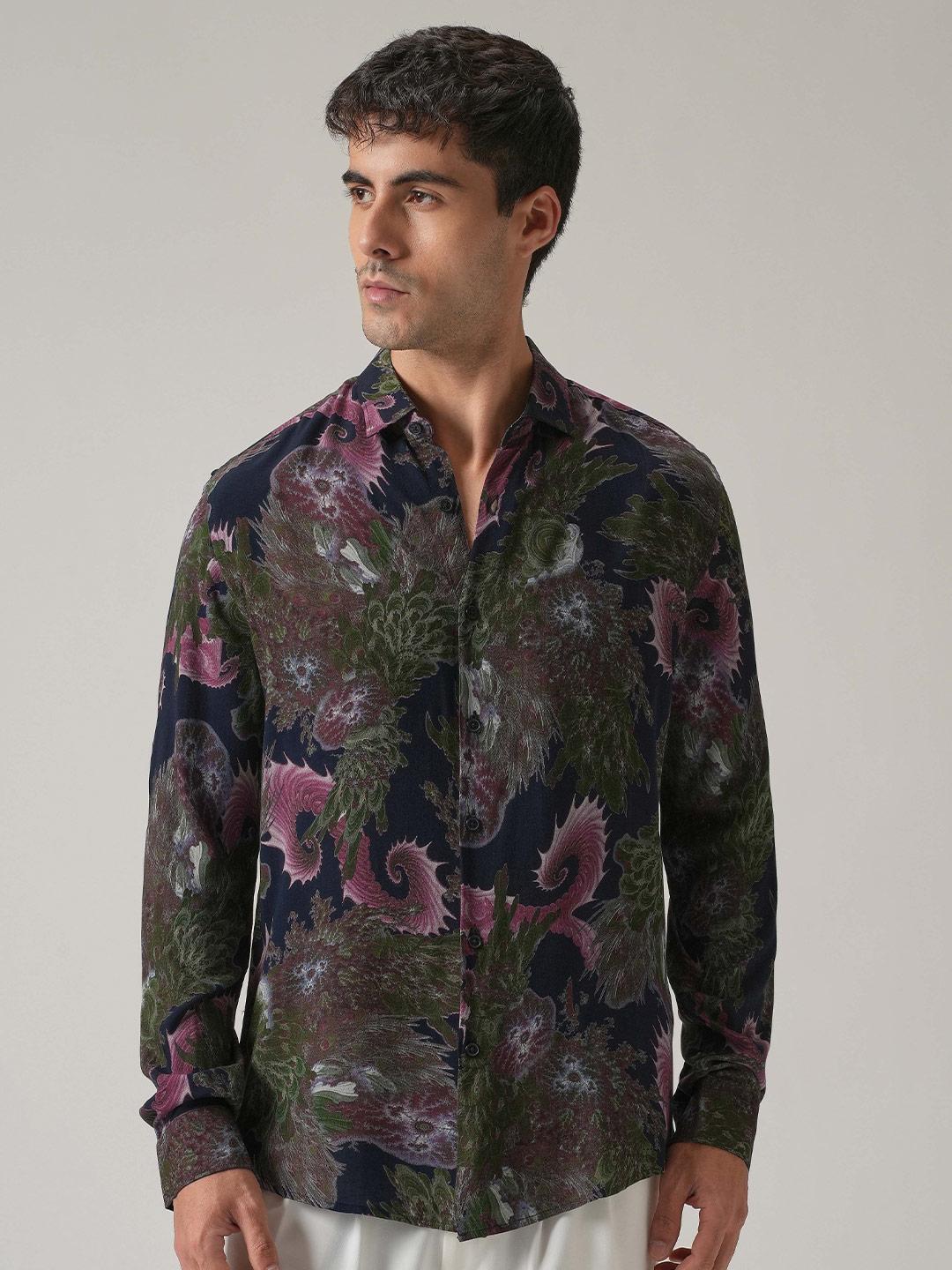Banana Club Men Classic Slim Fit Abstract Printed Casual Shirt