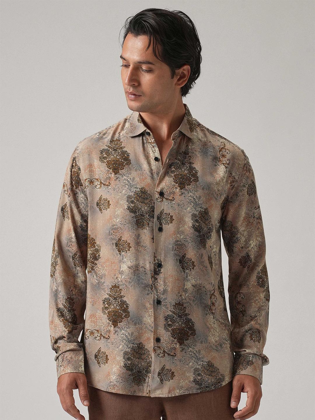 Banana Club Men Classic Slim Fit Floral Printed Casual Shirt