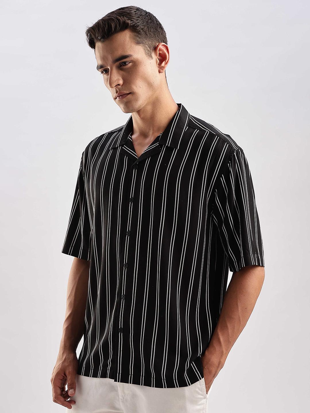 HERE&NOW Men Opaque Striped Casual Shirt