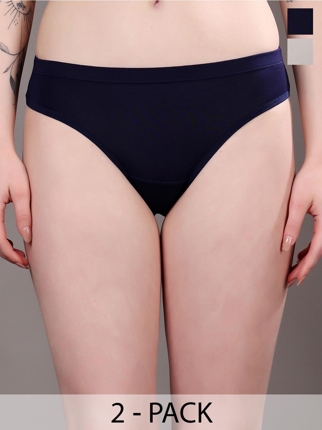 Buy Louis Bayrad Pack Of 2 Plus Size Mid Rise Micro Modal Women Basic Briefs -  - Apparel for Women