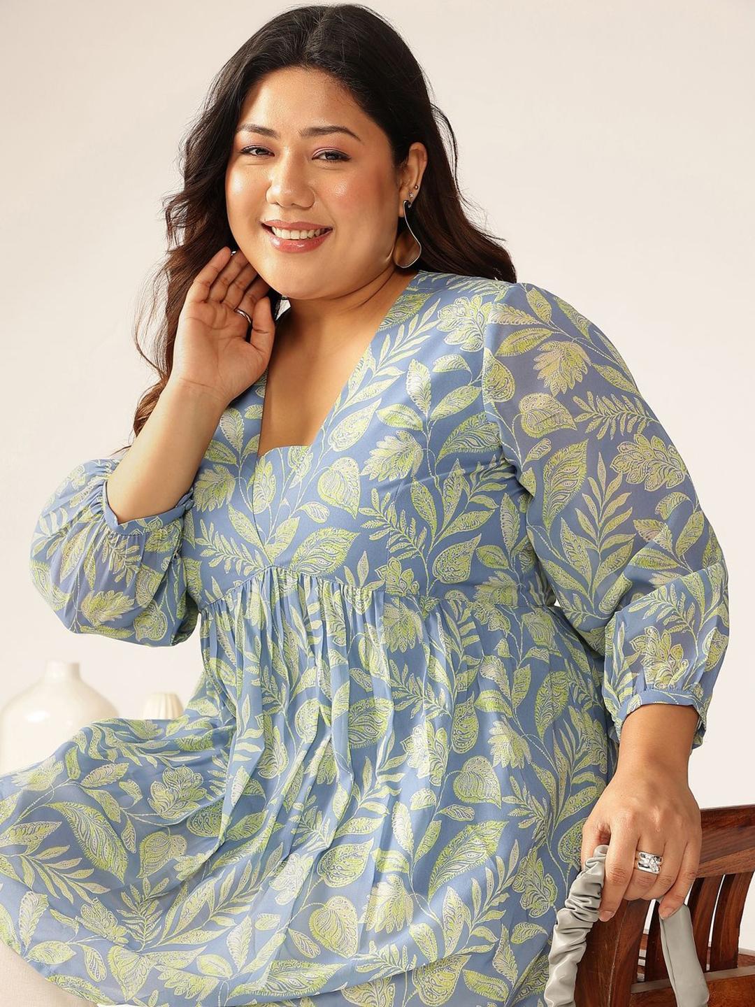 Women Blue Printed Tunic