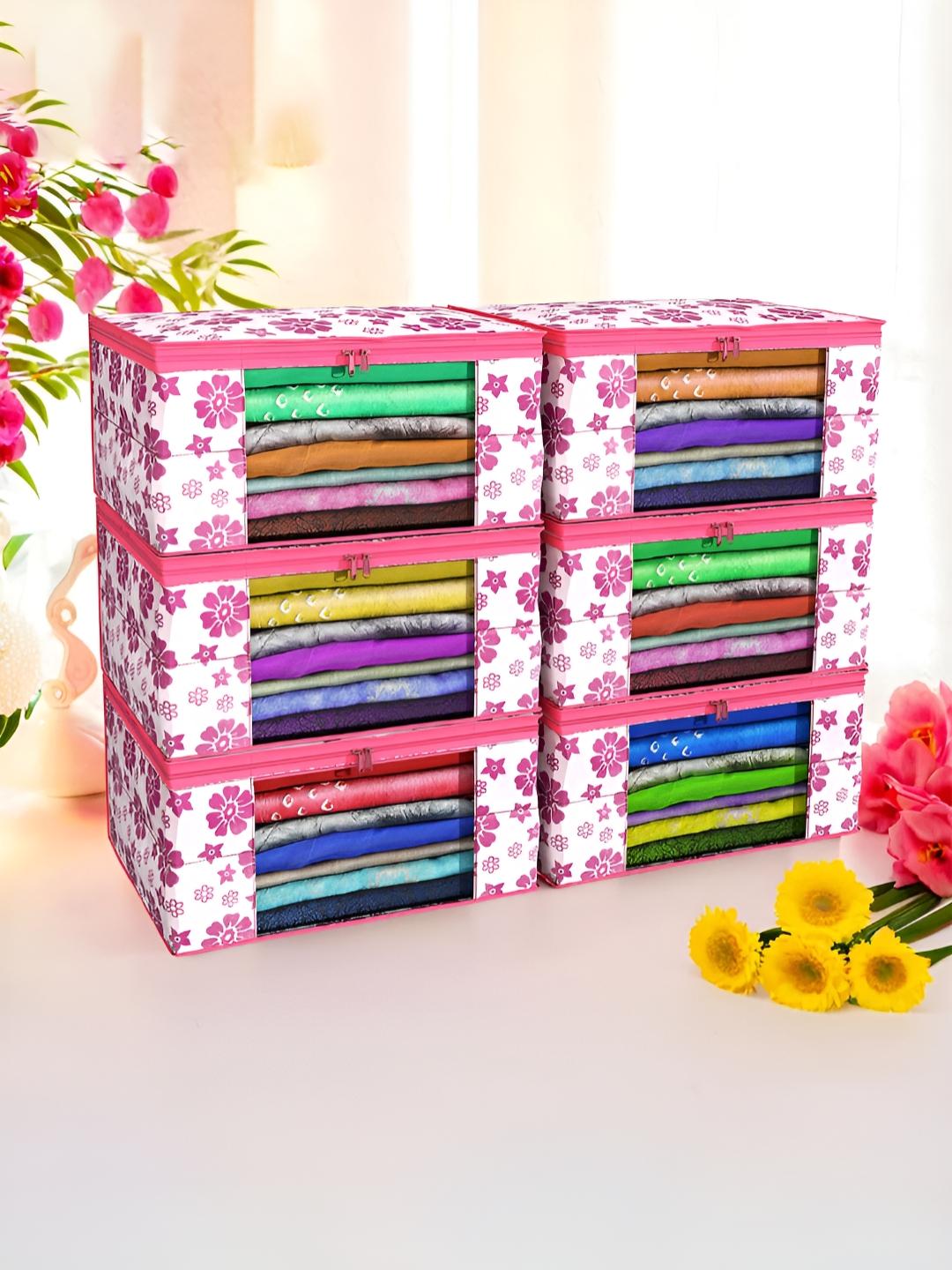 Buy Aura Pink Set Of 6 Non Woven Saree Cover 9 Inch Clothes Bag -  - Home for Unisex