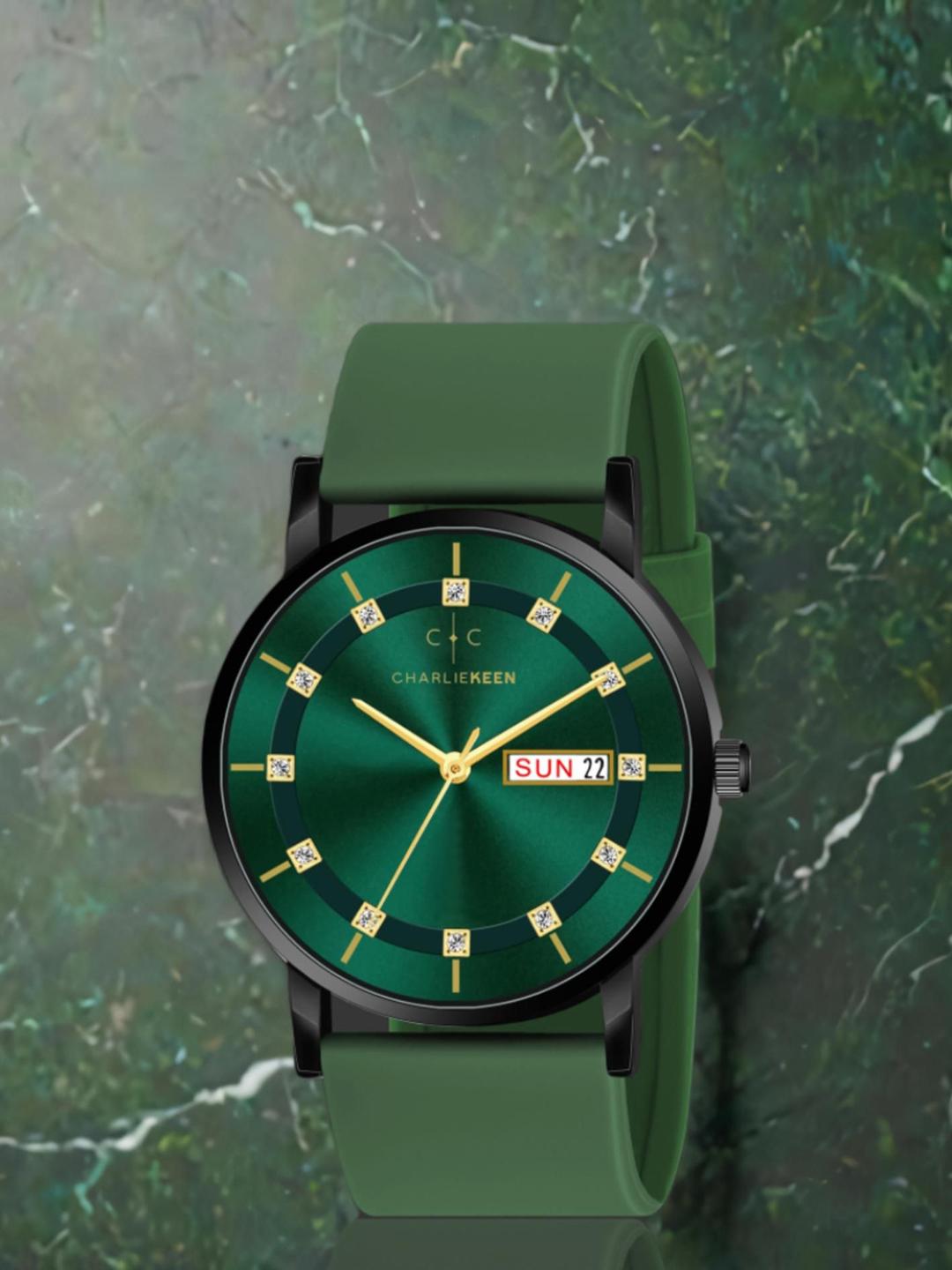 CHARLIEKEEN Men Brass Patterned Dial Watch CC-GR318-GRN-GRN - Image 1