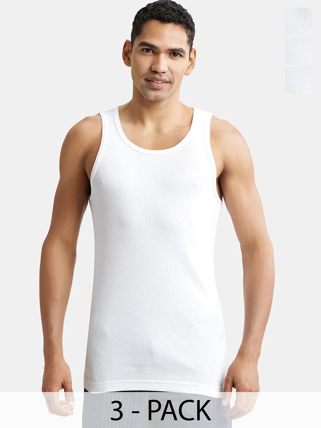 Buy Jockey Pack Of 3 Combed Cotton Rib Round Neck StayFresh Properties Sleeveless Vest 8823 - - Apparel for Men