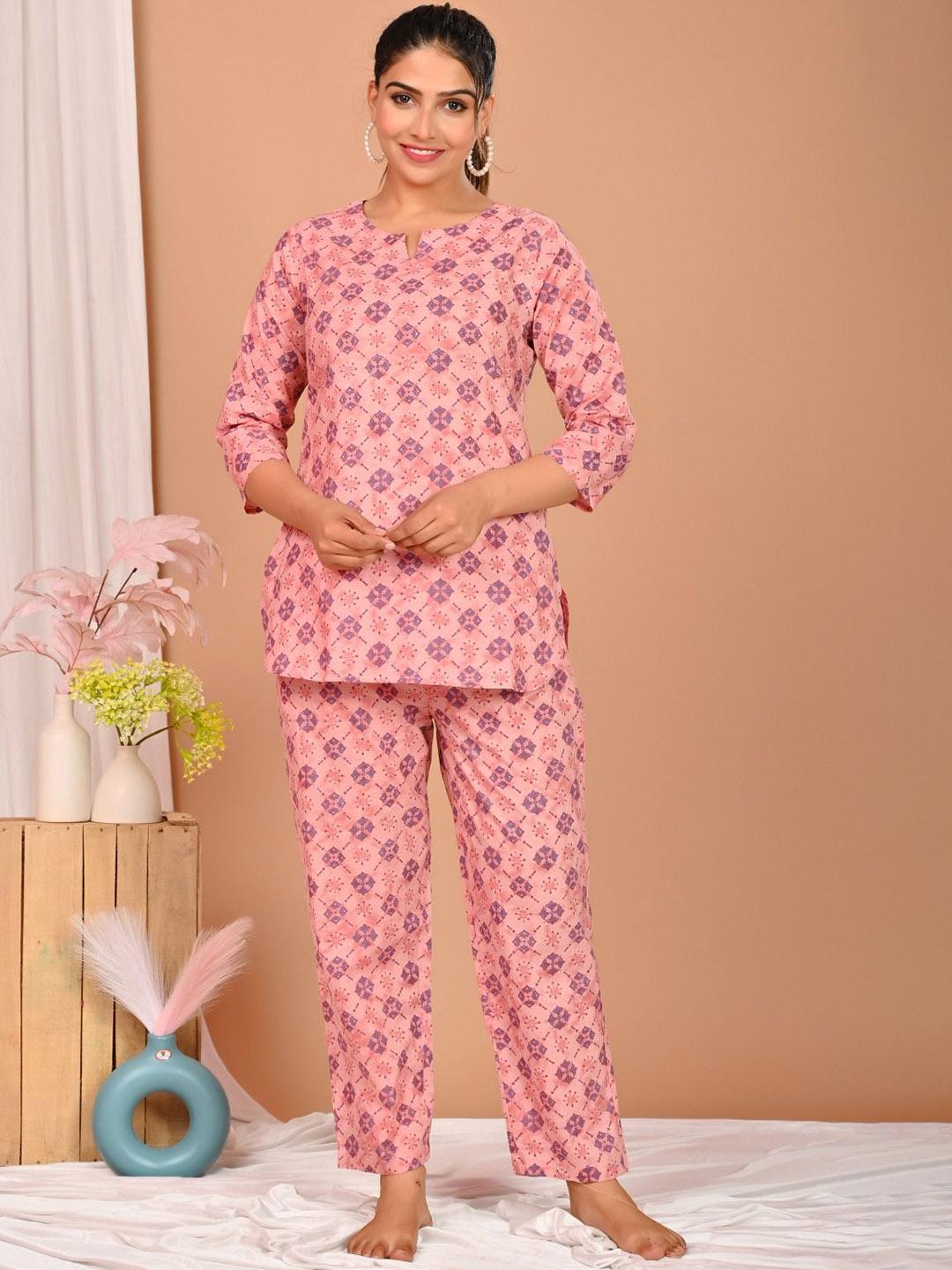 Buy MISS REKHA Women Printed Kurti & Pyjamas Night Suit - - Apparel for Women
