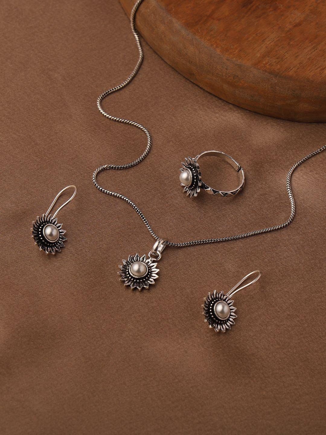Buy VENI 92.5 Silver Plated Beaded Oxidised Jewellery Set - - Accessories for Women