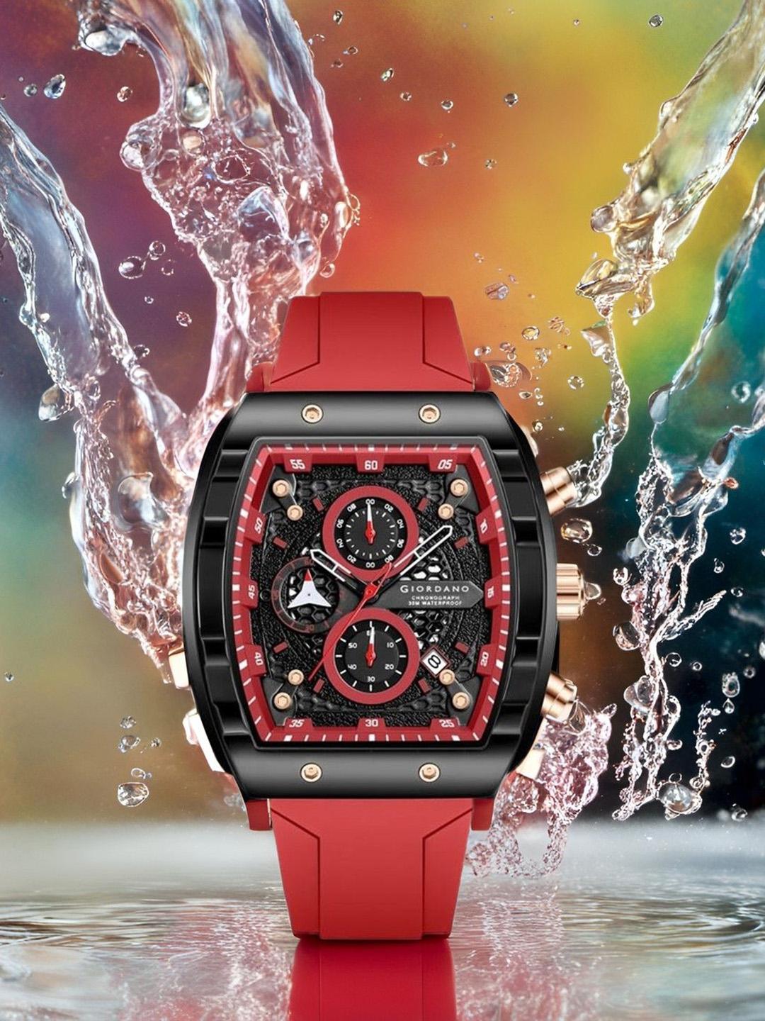 Buy GIORDANO Square Dial Multifuncational Watch With Stylish Design & Silicone Strap - - Accessories for Men