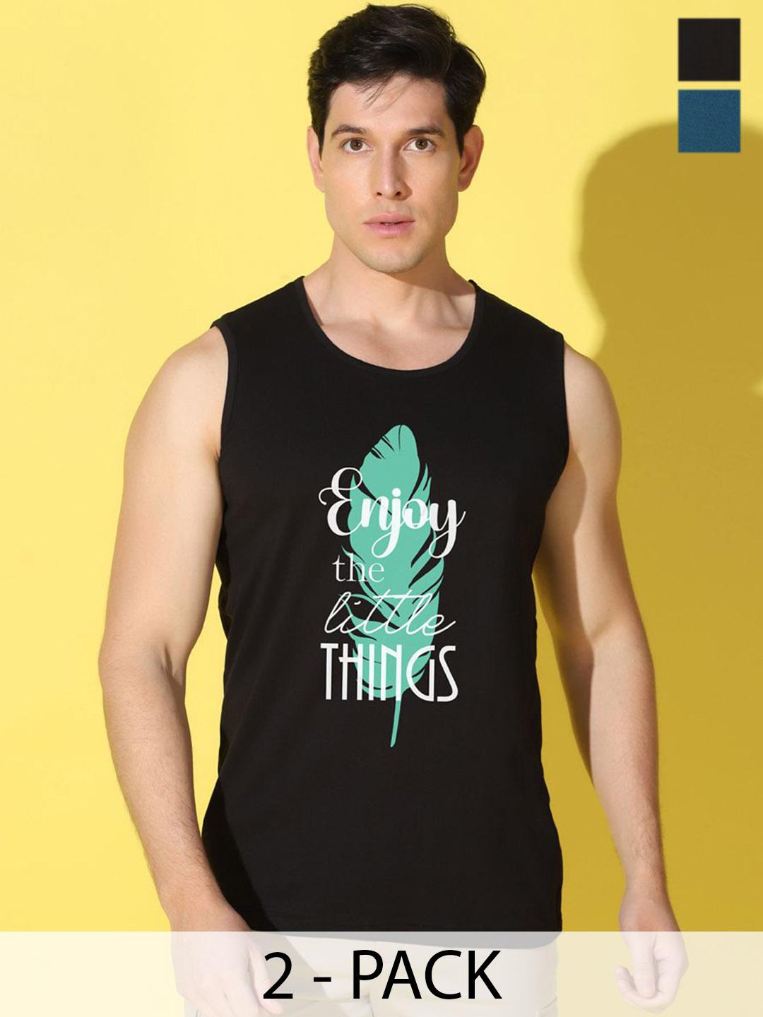 Buy WOOSTRO Pack Of 2 Printed Combo Cotton Inner Vests - - Apparel for Men