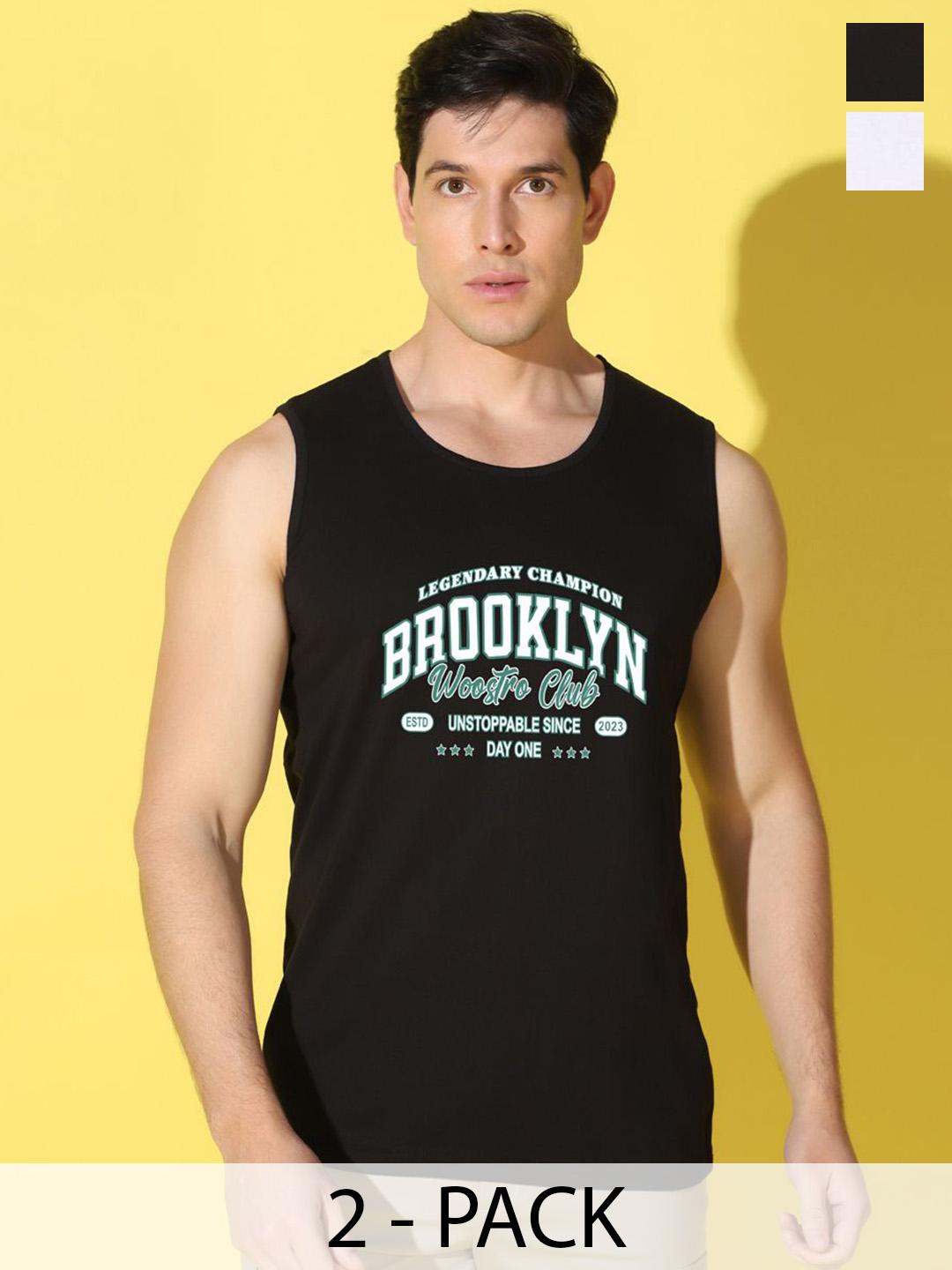 Buy WOOSTRO Men Pack Of 2 Printed Super Combed Cotton Gym Vests -  - Apparel for Men