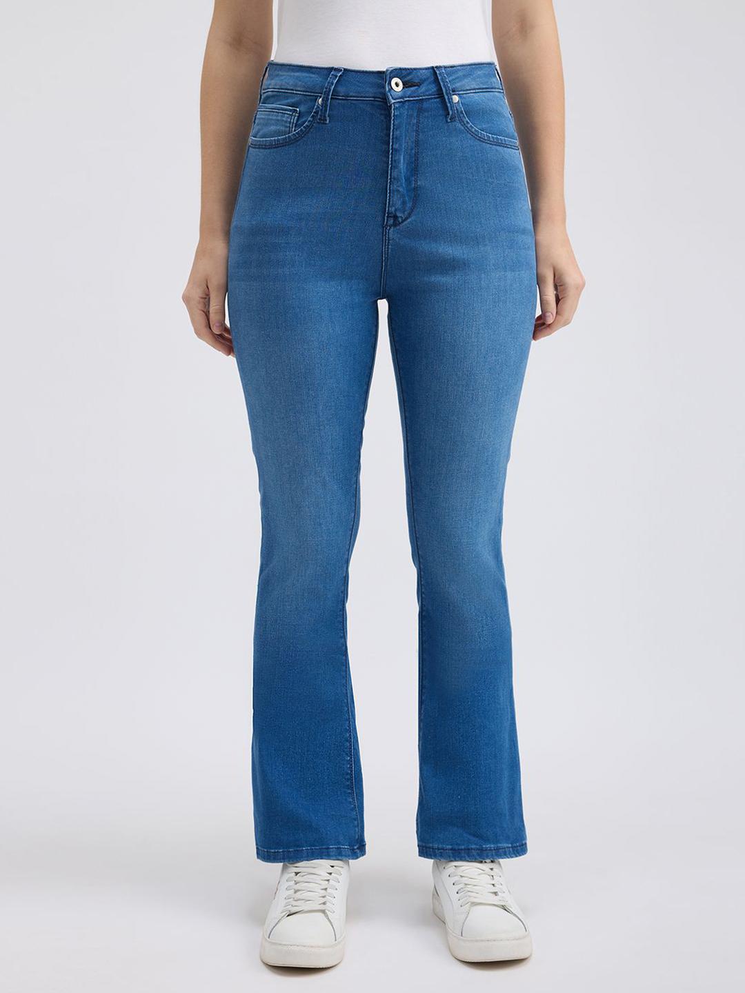 Pepe Jeans Women Flared High-Rise Light Fade Stretchable Jeans