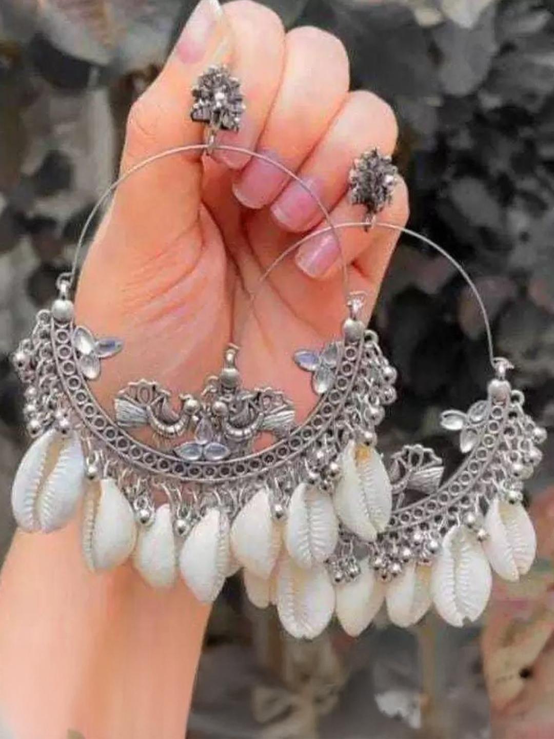 Buy SZN Oxidised Crescent Shaped Chandbalis - - Accessories for Women