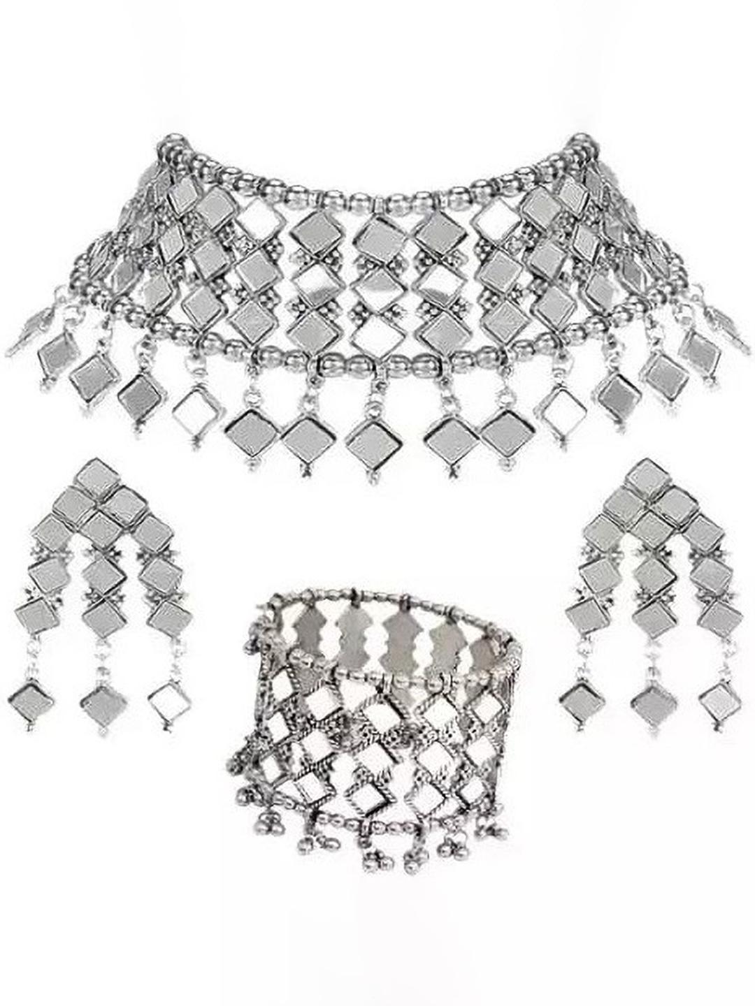 Buy SZN Mirror Work Oxidised Choker Jewellery Set -  - Accessories for Women