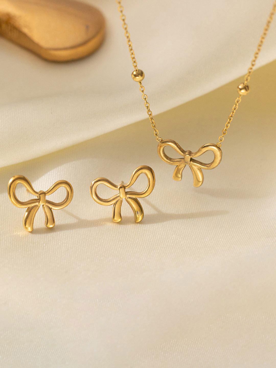 Buy Designs & You Stainless Steel Gold Plated Jewellery Set -  - Accessories for Women