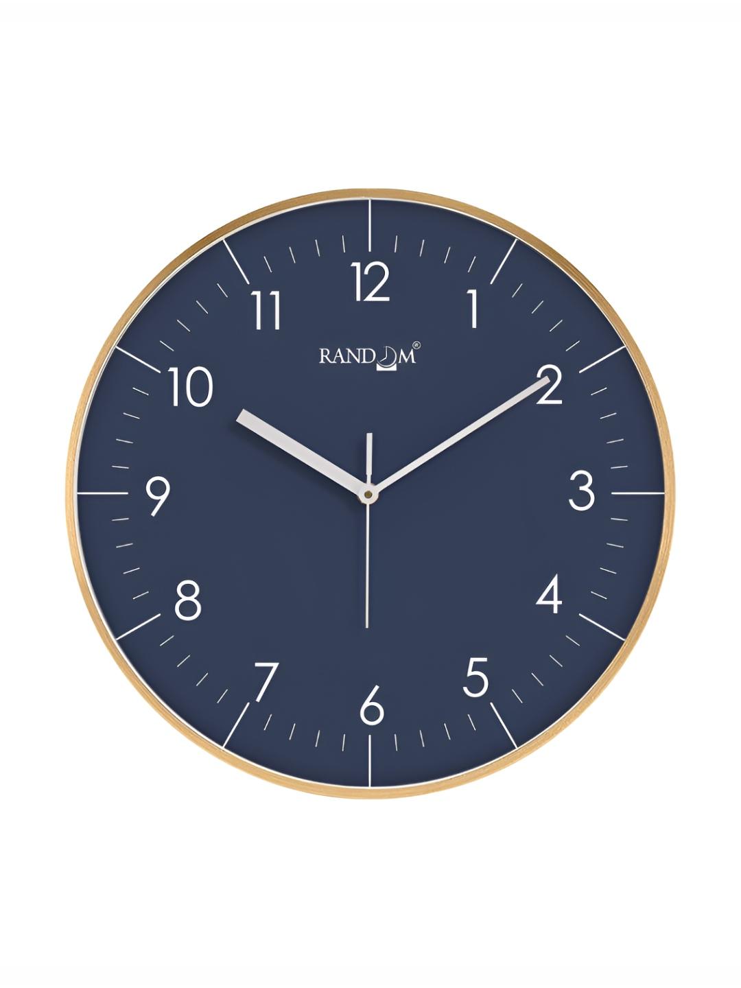 Buy RANDOM Premium Collections Navy Blue & Gold Toned Printed Round Contemporary Wall Clock - - Home for Unisex