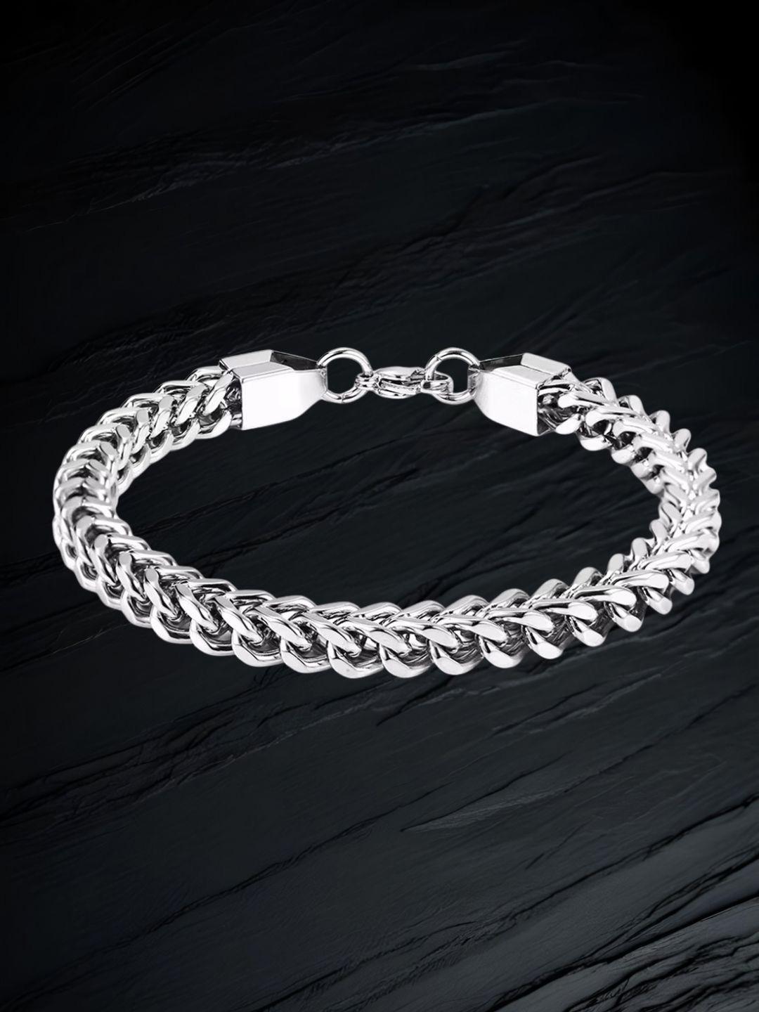 Buy The Roadster Lifestyle Co. Men Stainless Steel Silver Plated Link Bracelet -  - Accessories for Men