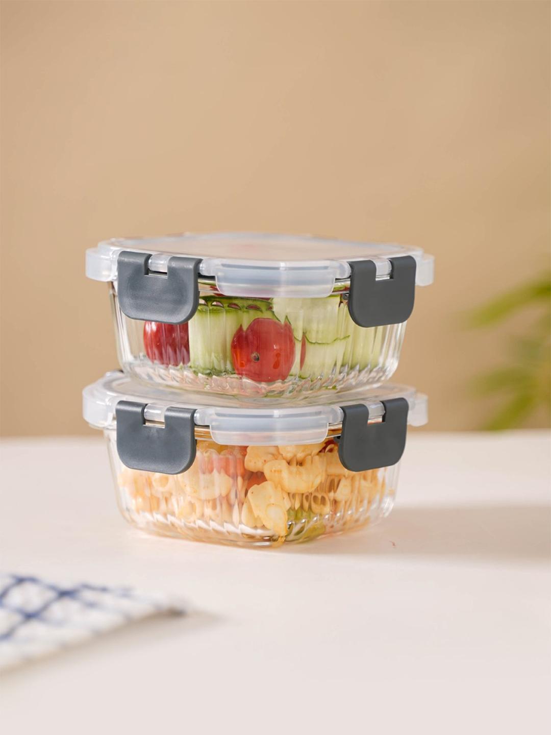 Buy Nestasia 2 Pcs Airtight Glass Food Storage Container Fluted 300ml -  - Home for Unisex