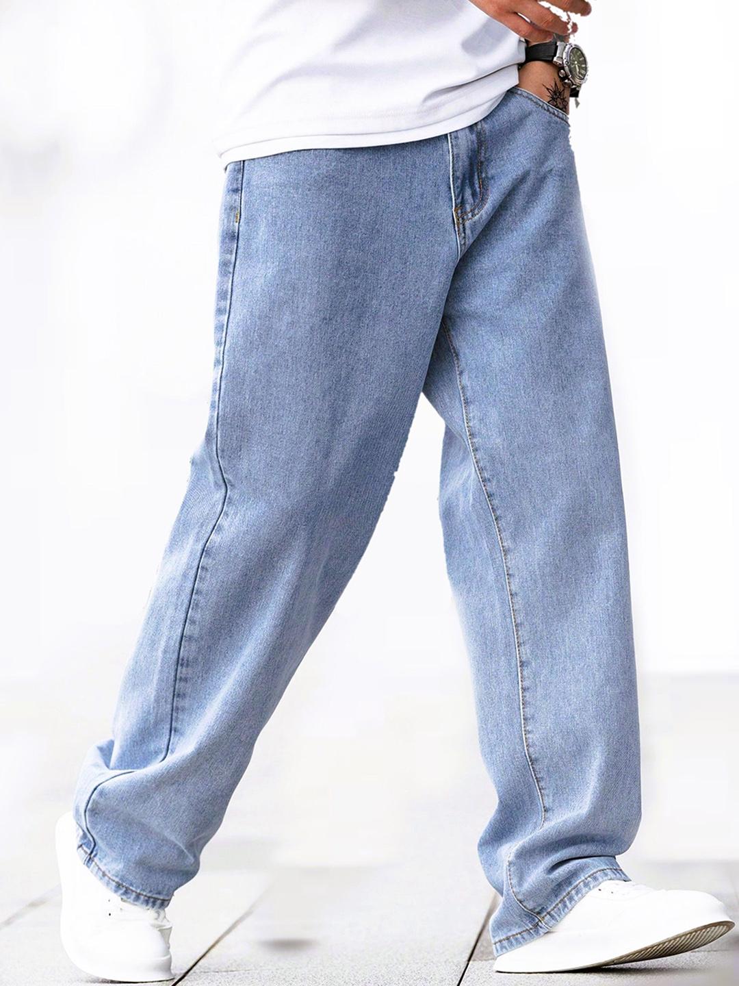 ZAYSH Men Low Distress Light Fade Stretchable Jeans - Baggy