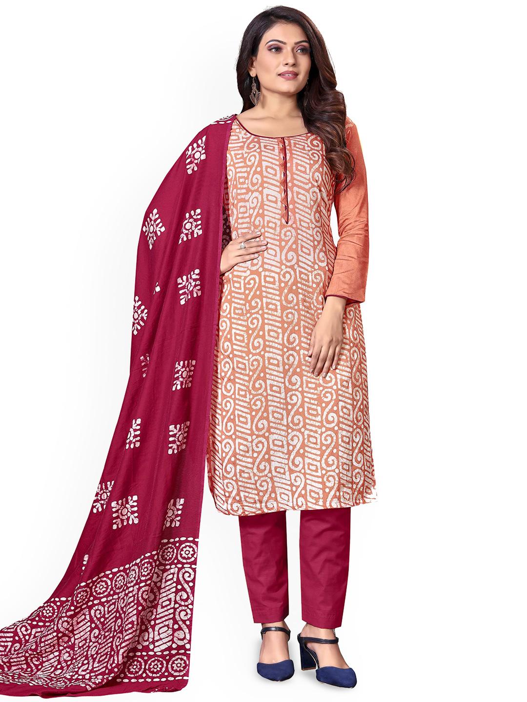 Buy SHADOW & SAINING Printed Pure Cotton Unstitched Dress Material ...