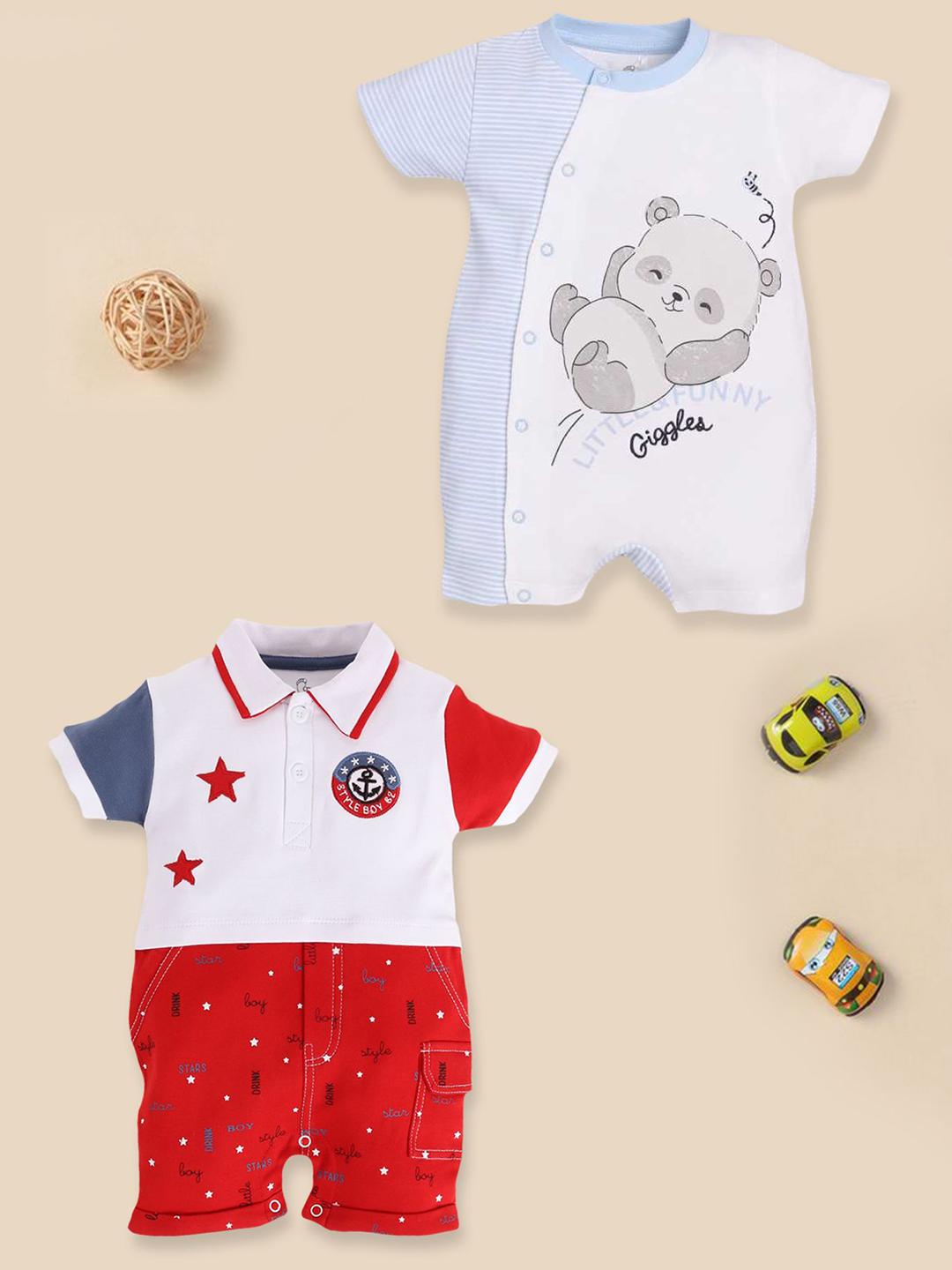 Buy BABY GO Infant Boys Pack Of 2 Printed Pure Cotton Rompers -  - Apparel for Boys