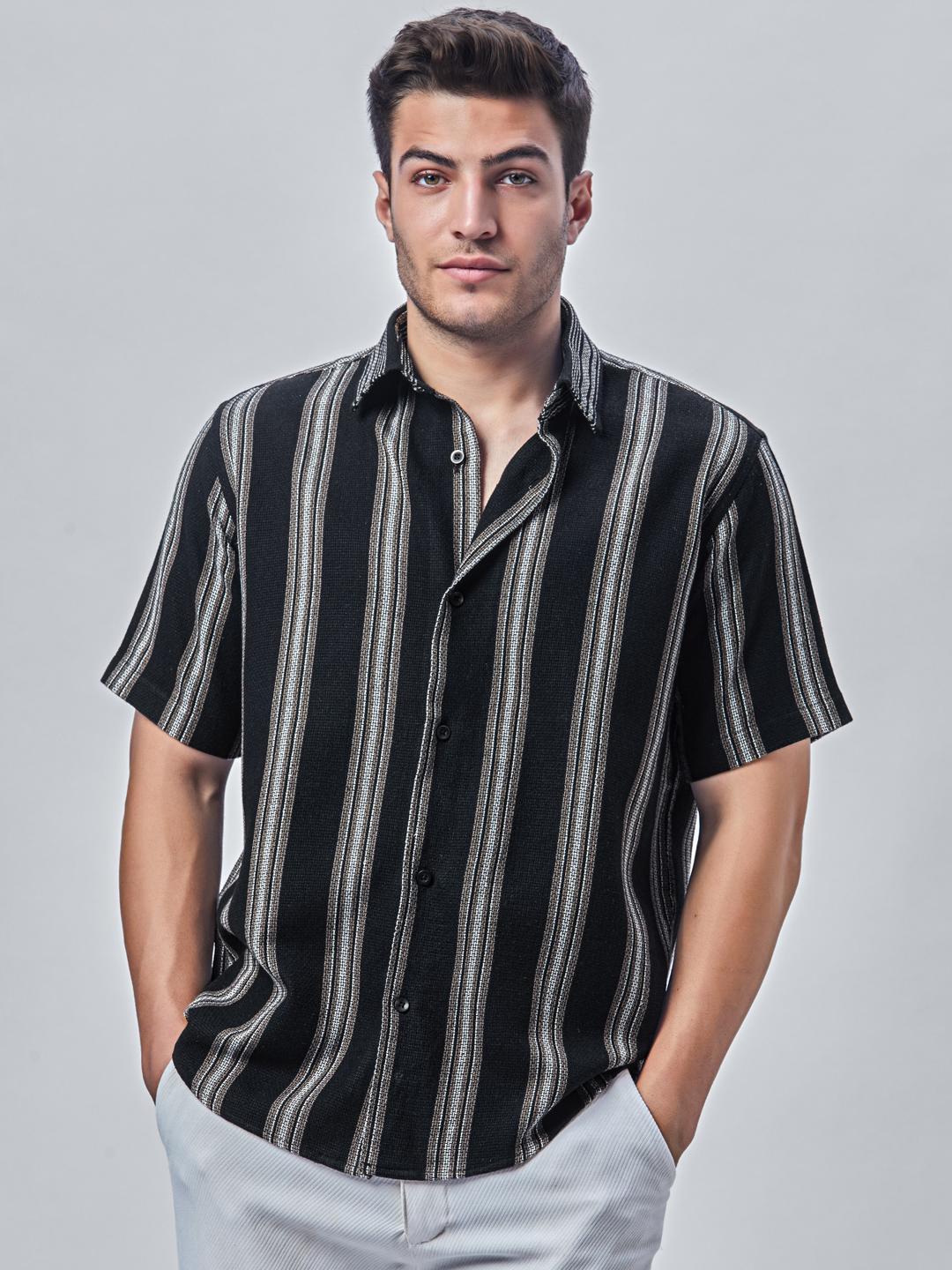 BUSCOTT Men Smart Striped Casual Shirt