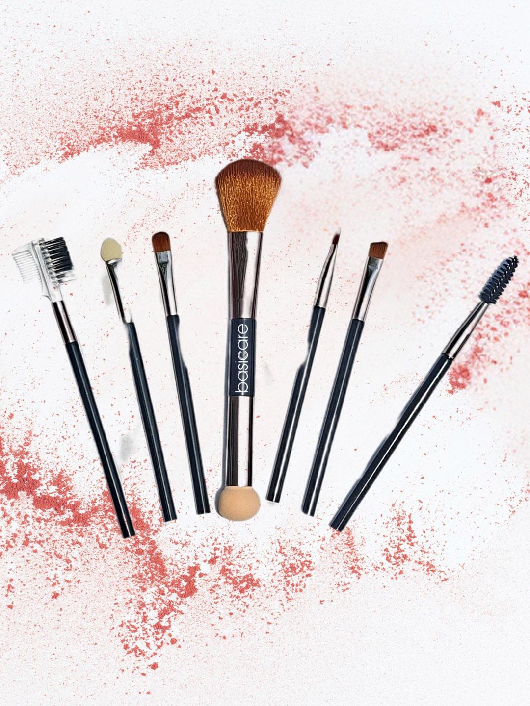 Buy Basicare Set Of 7 Premium Soft Bristles Makeup Brush Set Black ...