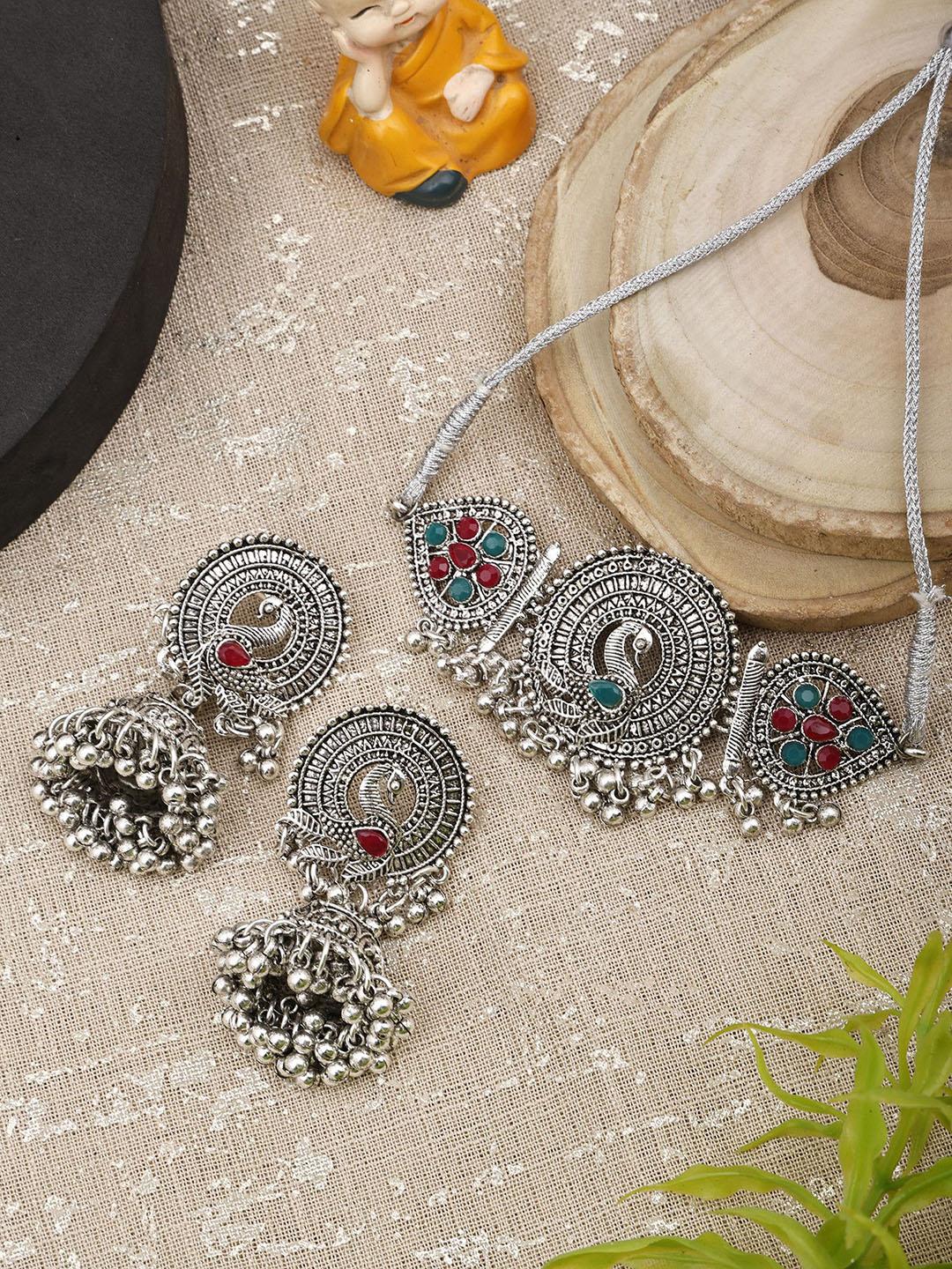 Buy Sangria Stone Studded Peacock Jewellery Set -  - Accessories for Women