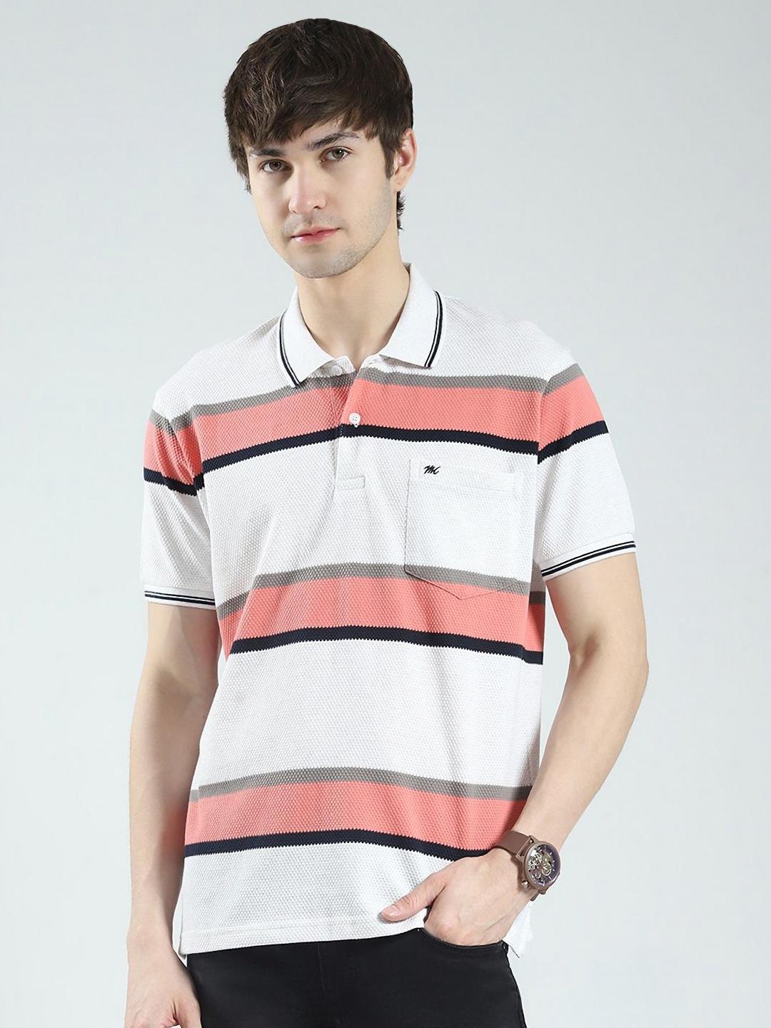 Buy Monte Carlo Striped Polo Collar Short Sleeves Casual T Shirt ...