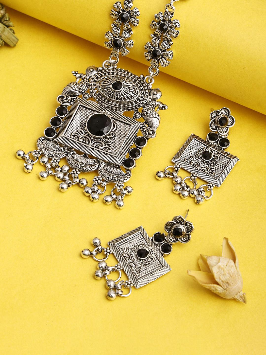 Buy Sangria Oxidised Stone Studded Jewellery Set -  - Accessories for Women