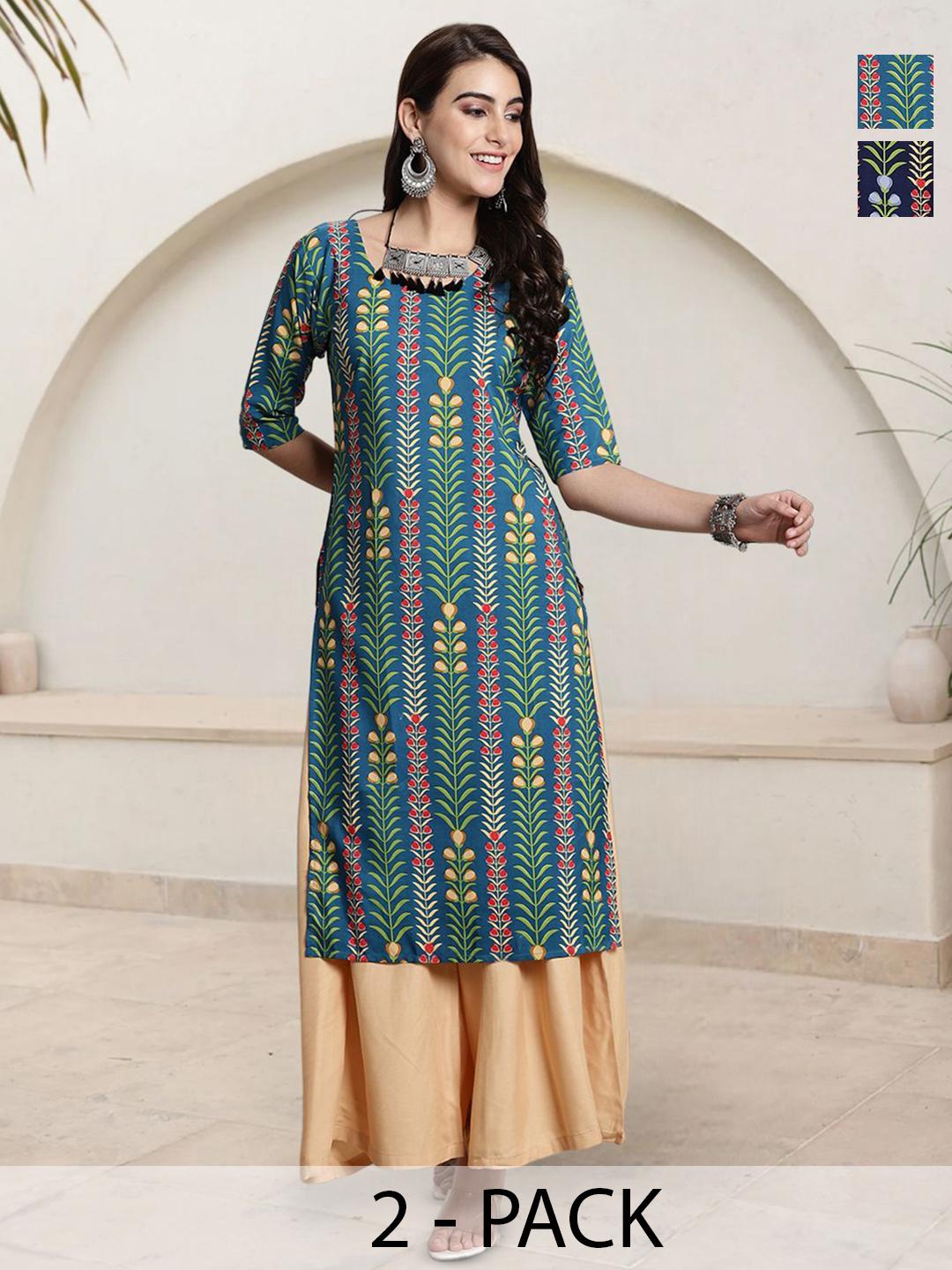 Buy Anouk Rustic Selection Of 2 Women Ethnic Motifs Printed Kurta ...