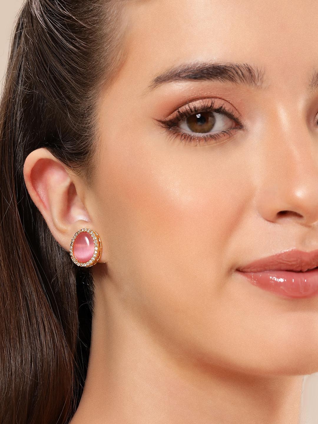 Set Of 10 Gold Plated Contemporary Studs Earrings For Women