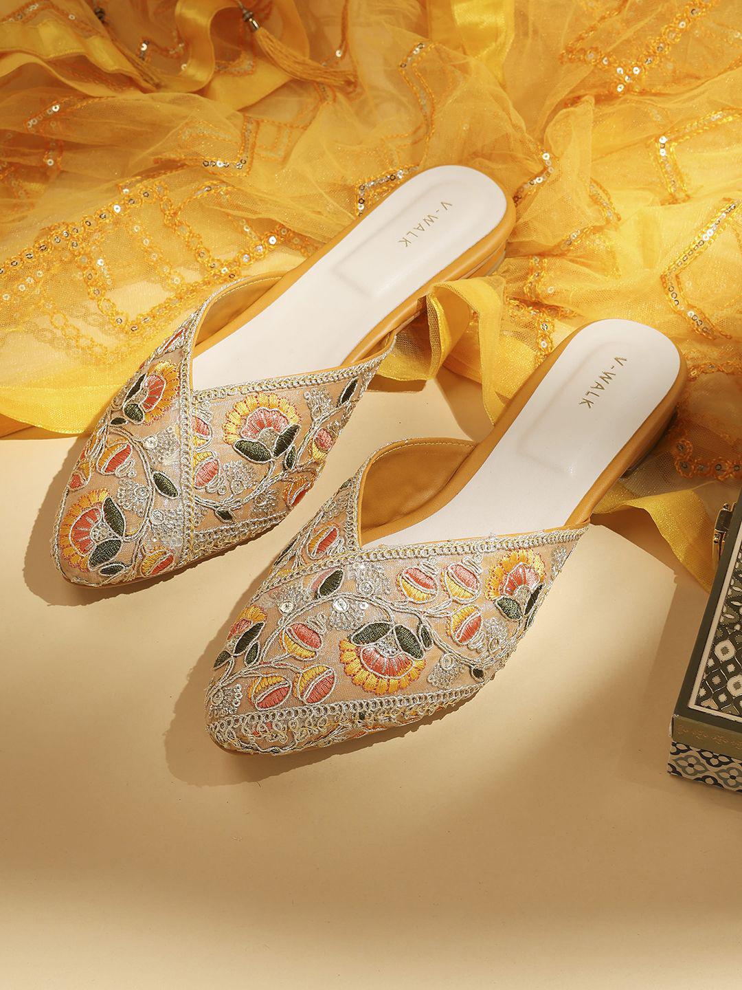V Walk High Ripes Buy V WALK Women Floral Embroidered Slip On Ethnic Jutis - Flats for ...