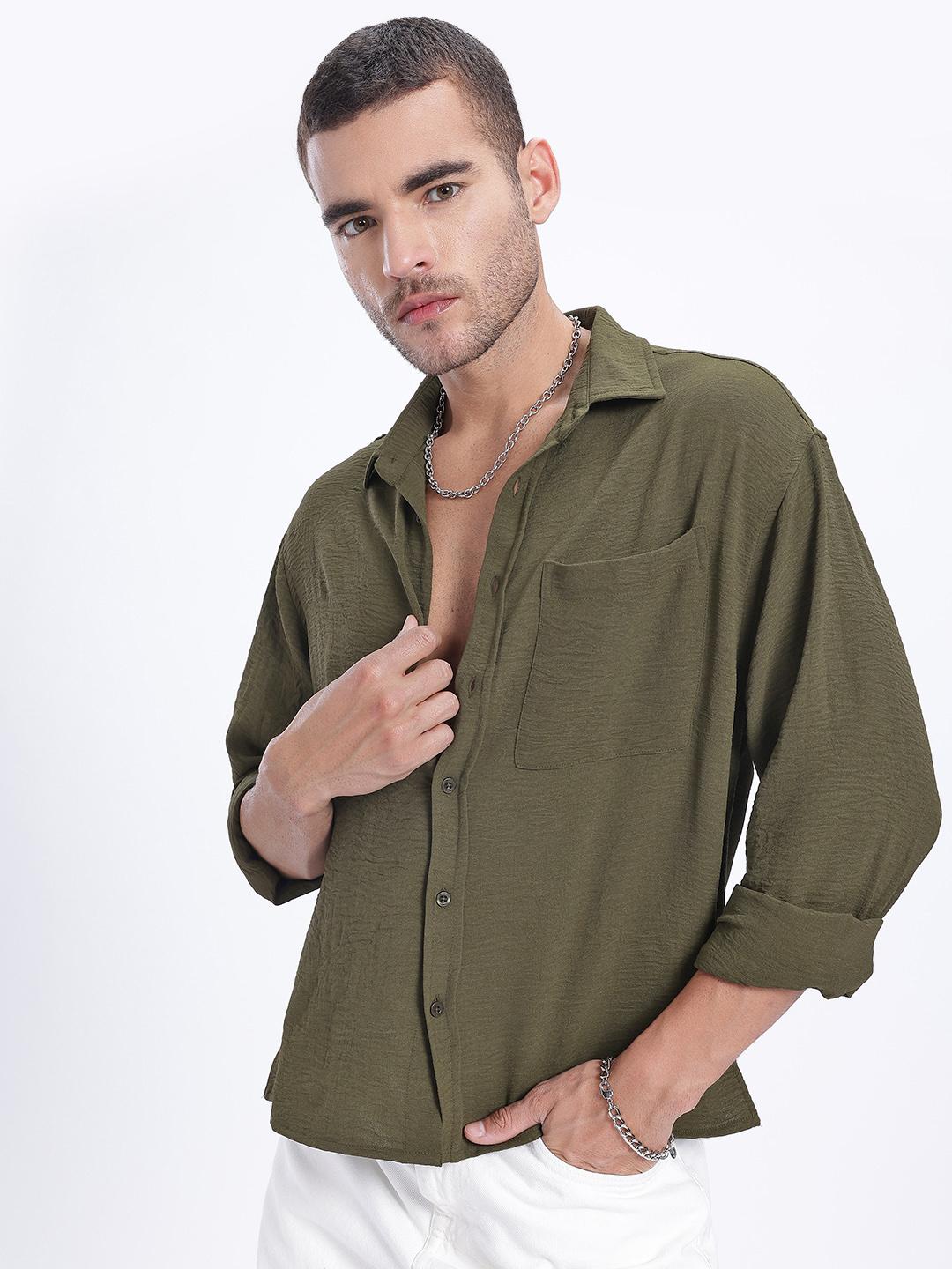 glitchez Crinkled Relaxed Fit Shirt