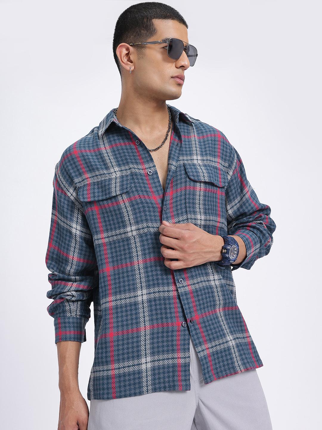 glitchez Tartan Tribe Checked Oversized Shirt