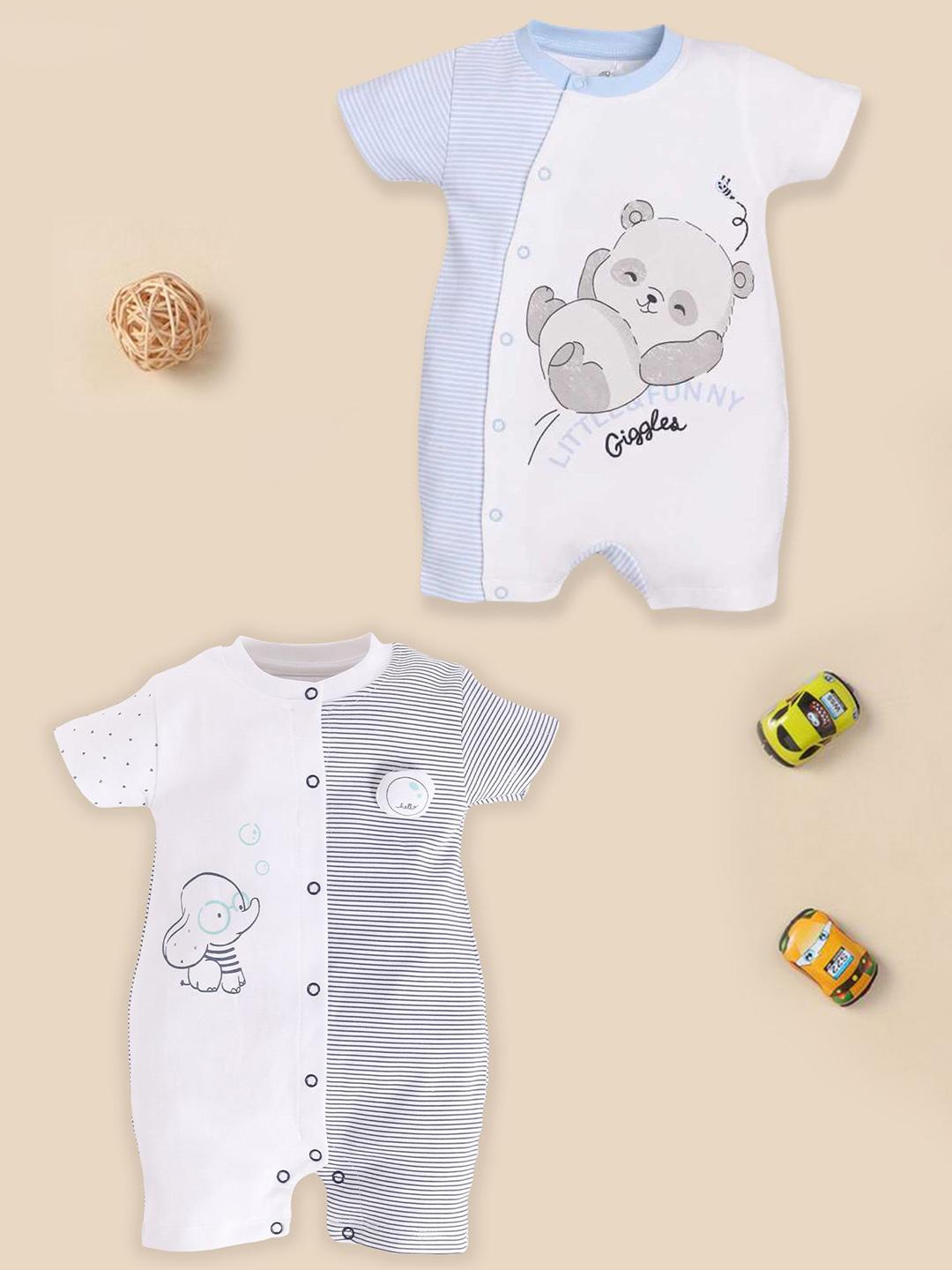 Buy BABY GO Infant Boys Pack Of 2 Printed Pure Cotton Rompers - - Apparel for Boys