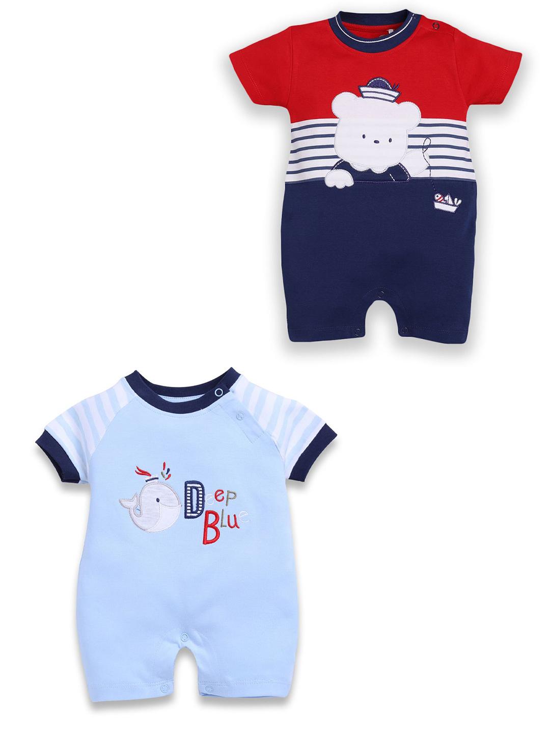 Buy BABY GO Infant Boys Pack Of 2 Printed Pure Cotton Rompers - - Apparel for Boys