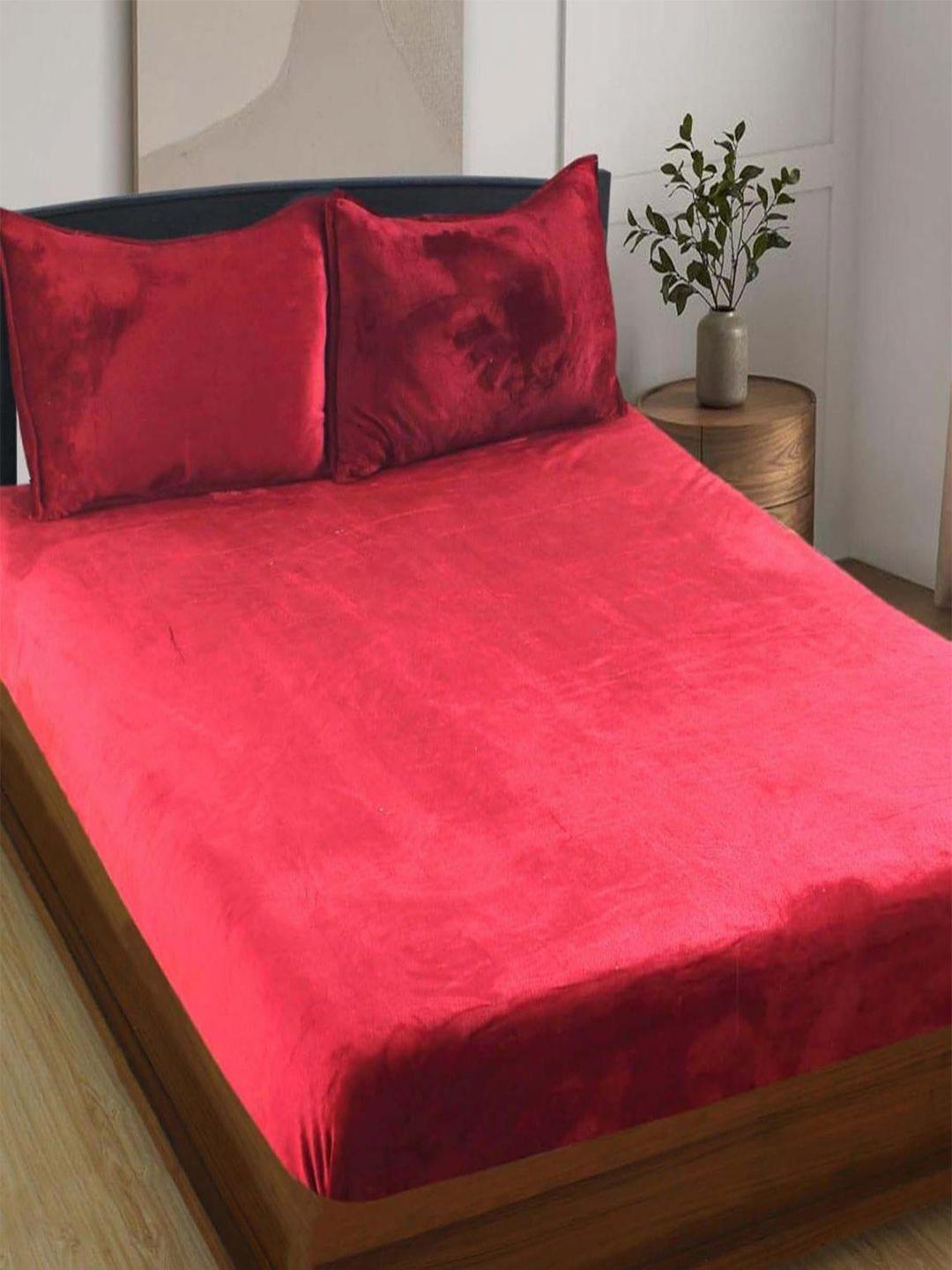 Buy Steve & Anderson Maroon 160 TC King Bedsheet With 2 Pillow Covers 1.83m X 1.98m X 20cm -  - Home for Unisex