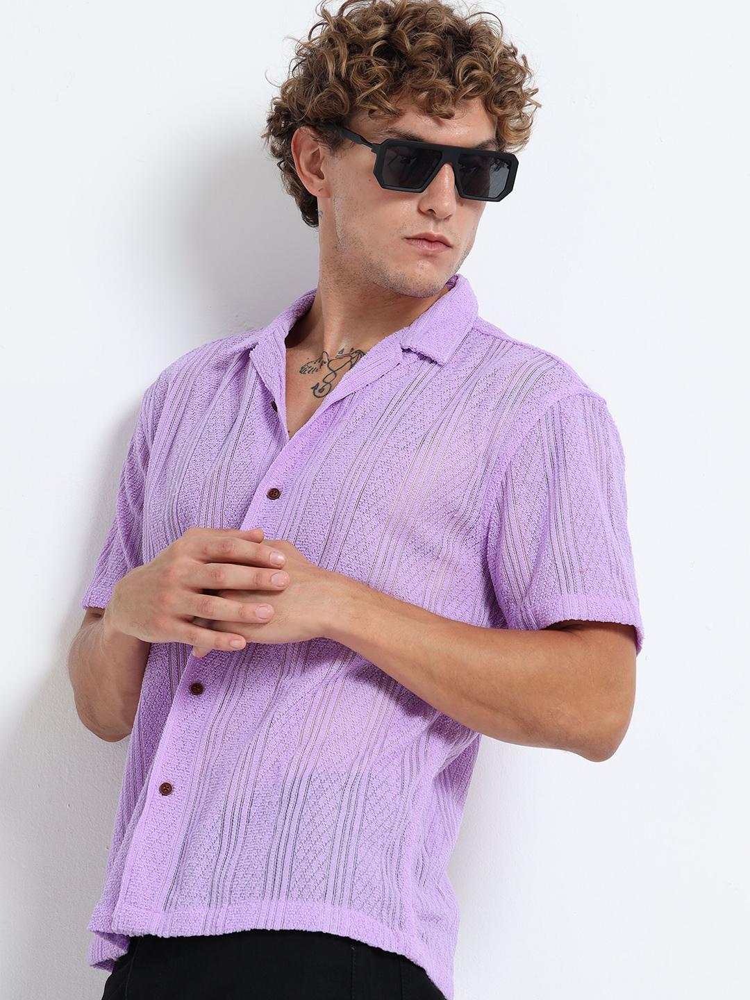 THE BEETEL HOUSE Men Textured Cuban Collar Casual Shirt