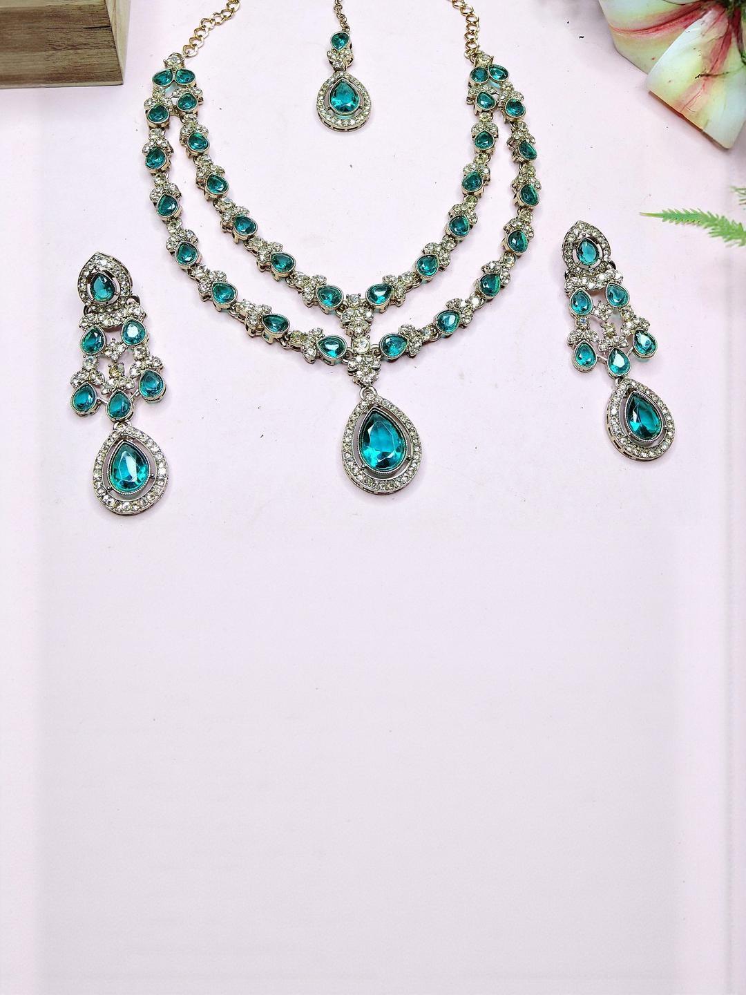 Buy VATSALYA Creation Alloy Gold Plated Green Jewellery Set - Jewellery ...