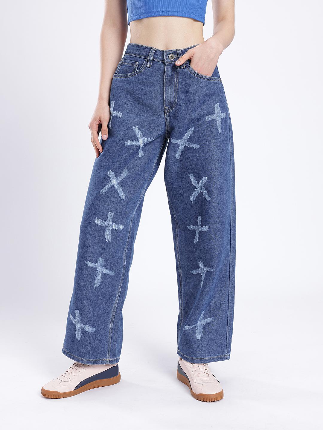 glitchez Women Baggy Distressed Jeans