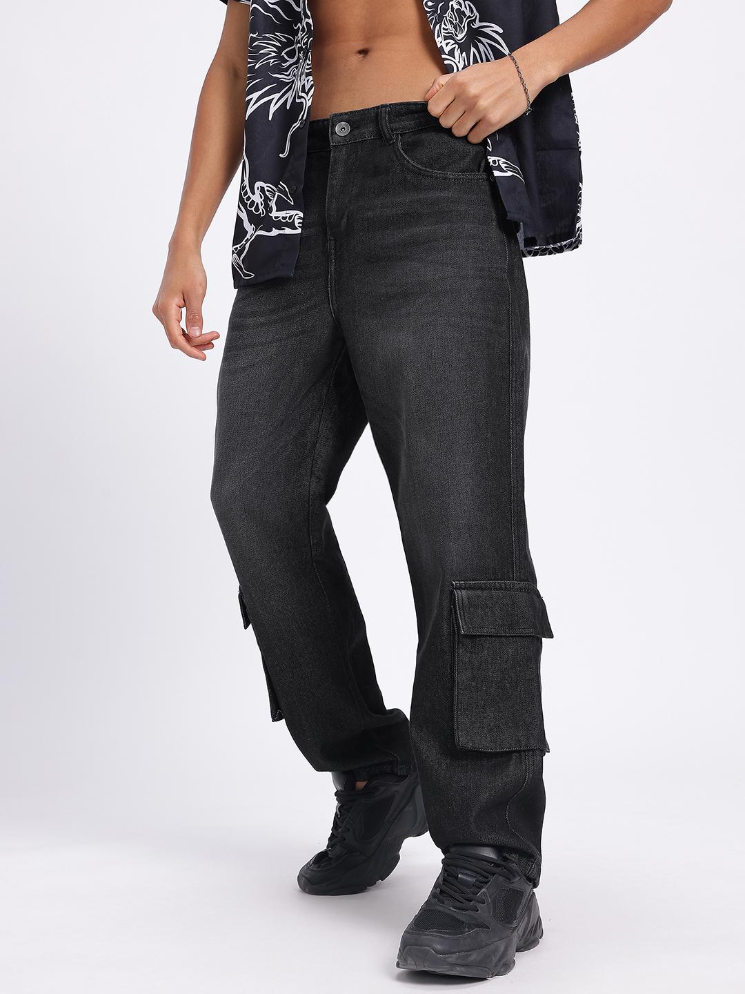 glitchez Men Light Fade Baggy Fit Jeans