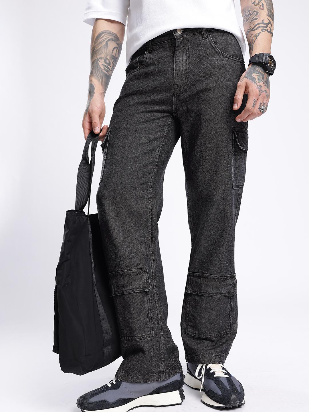 glitchez Men Relaxed Fit Cargo Style Jeans