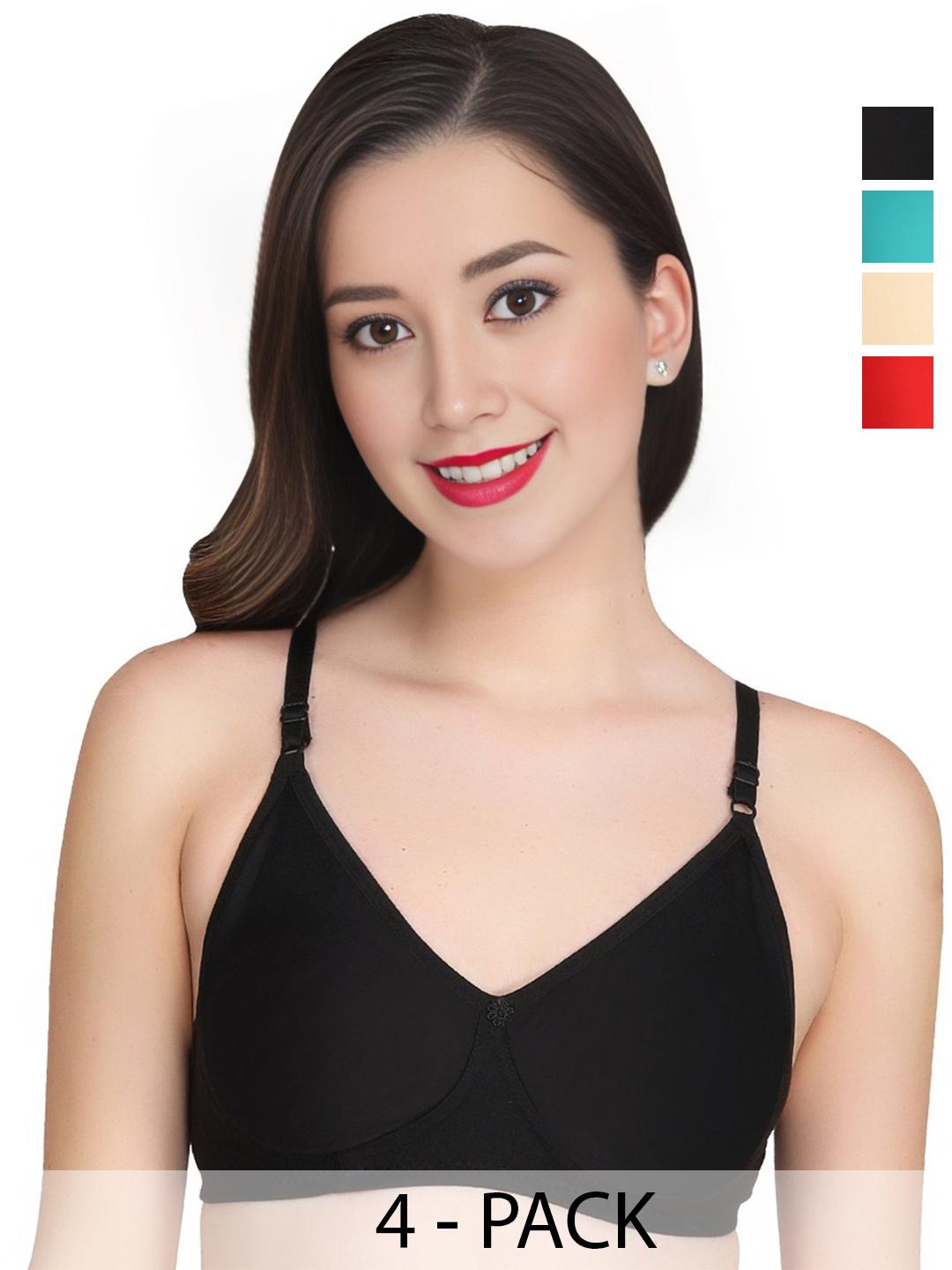 Buy Liigne Pack Of 4 Full Coverage Non Padded Everyday Bra - - Apparel for Women